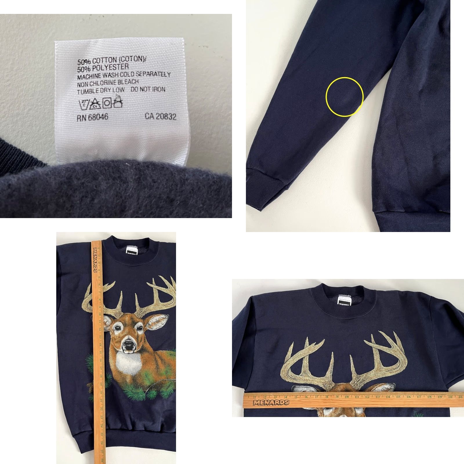 Tultex VINTAGE Tultex Whitetail Deer Graphic Print Sweatshirt Pullover Crewneck Navy L Unisex Adults 90s USA Size US L / EU 52-54 / 3 - 8 Thumbnail