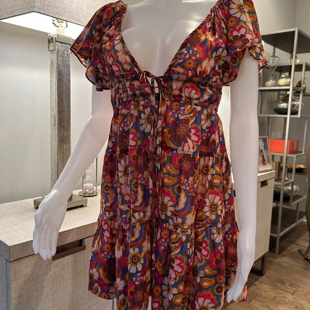 Designer Olivaceous Royal Blue Multi Babydoll dress Size L / US 10 / IT 46 - 1 Thumbnail