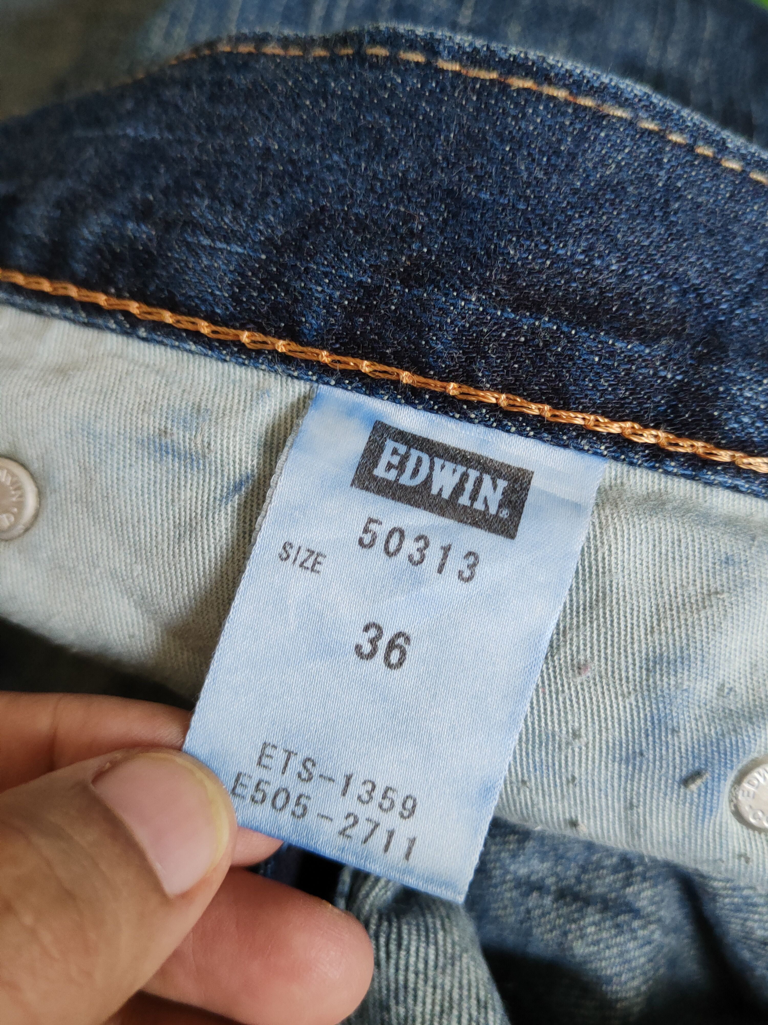Edwin Edwin Dark Blue Distressed Ripped Jeans #S2249 Size US 37 - 16 Thumbnail
