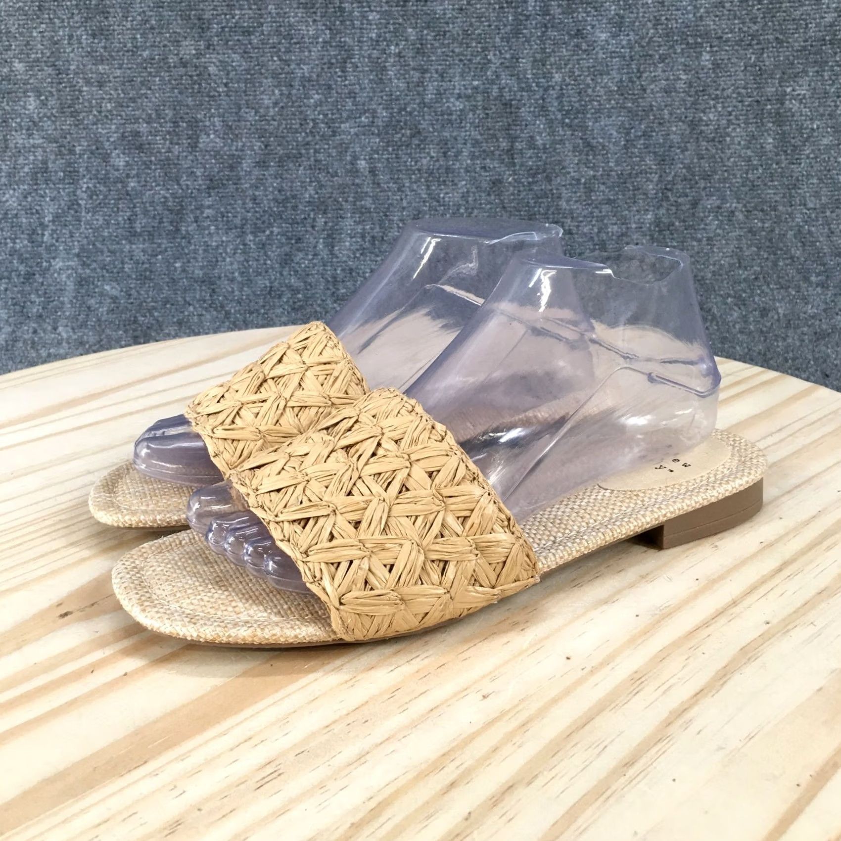 Vintage A New Day Sandals Womens 8 Ariella Woven Raffia Slip On Slide Flats Beige Casual Size US 8 / IT 38 - 6 Thumbnail