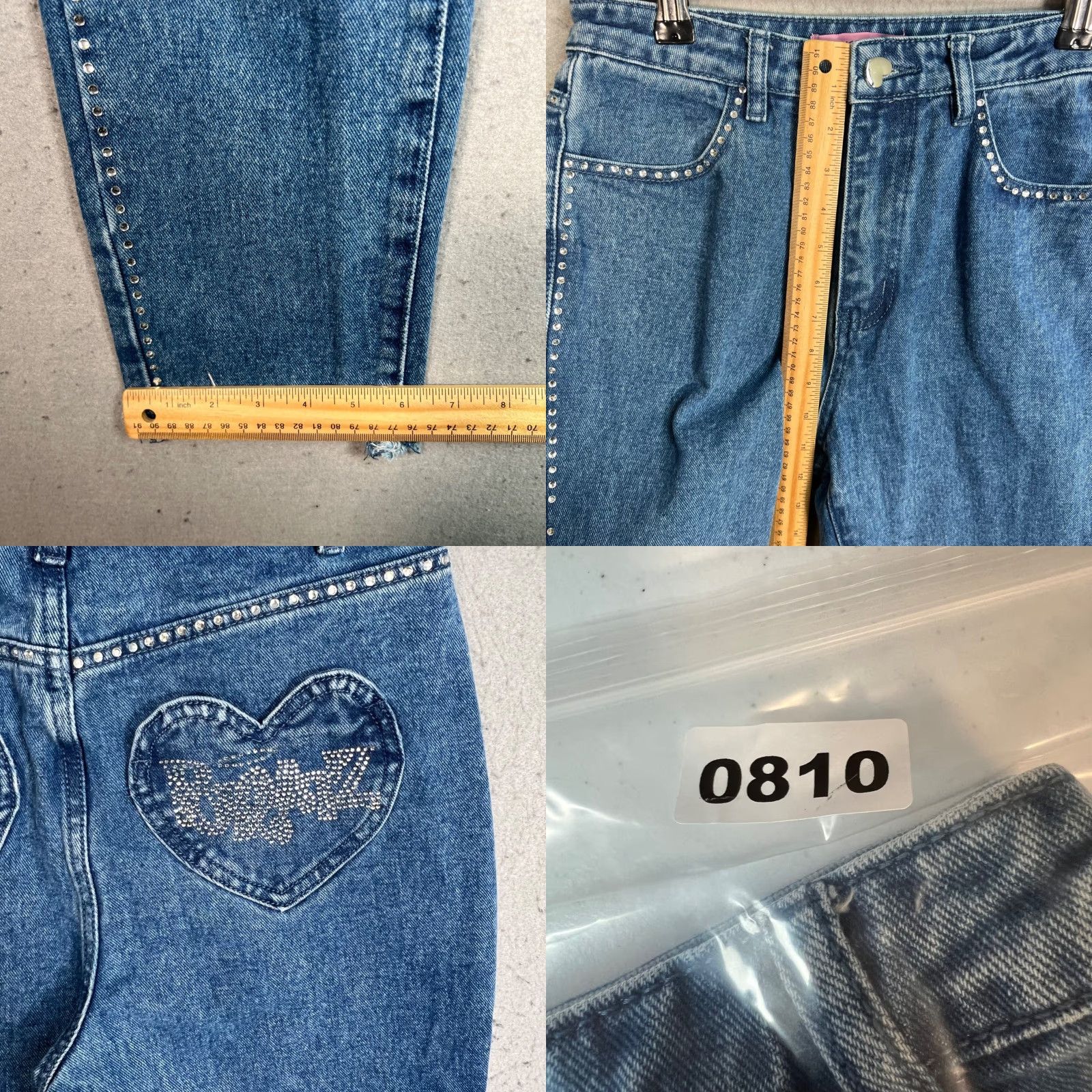 Dolls Kill VINTAGE Dolls Kill X Bratz WOMENS Jeans High-Waisted Tapered M Blue Rhinestone Detail 90s Mens Womens Girls Size 32" / US 10 / IT 46 - 8 Thumbnail