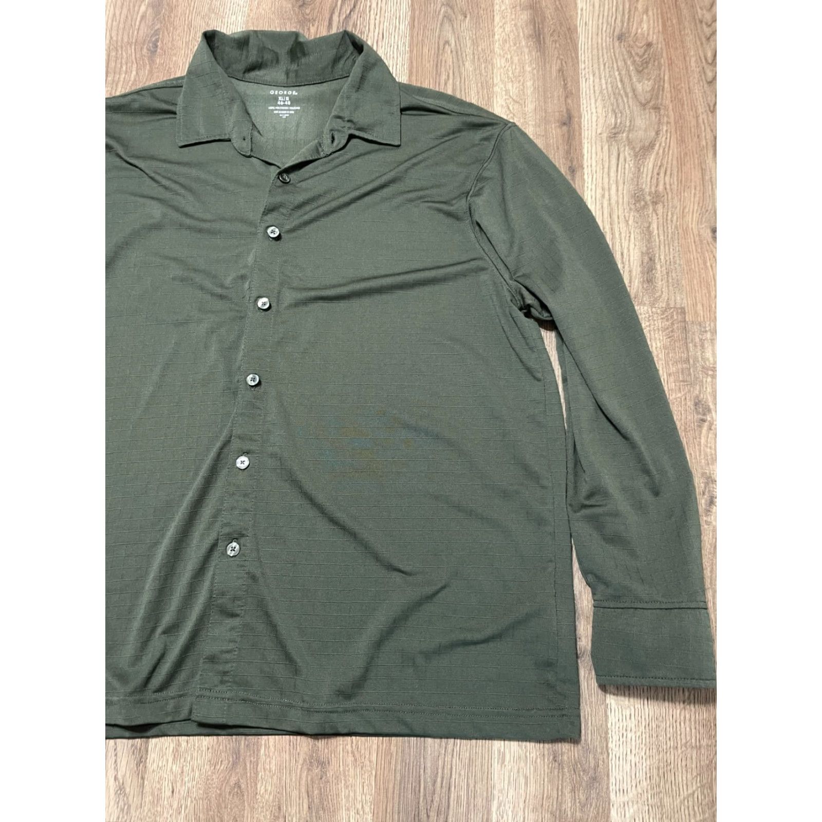 George George Shirt Mens Size XL Green Button Up Long Sleeve Size US XL / EU 56 / 4 - 4 Thumbnail