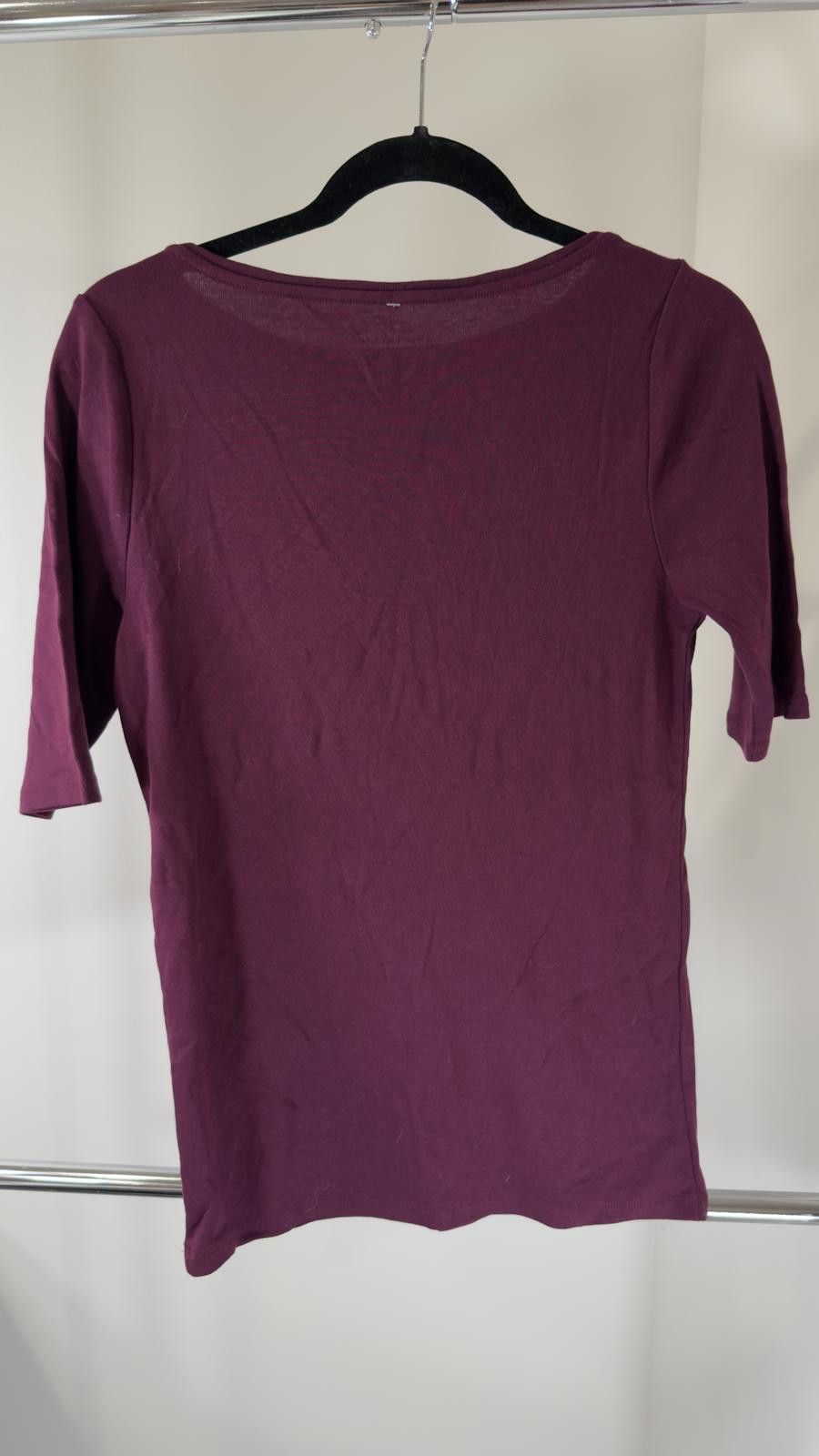 Ann Taylor Ann Taylor Burgundy 3/4 Sleeve Top - Size L Size L / US 10 / IT 46 - 2 Thumbnail