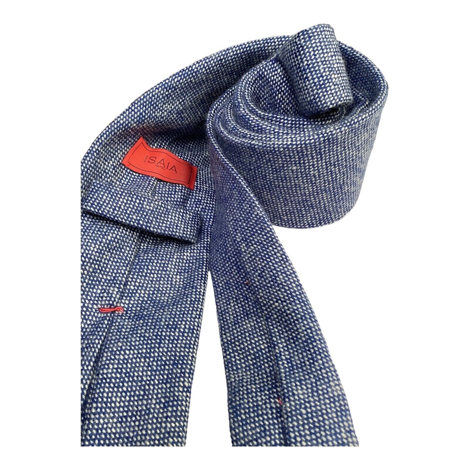 Isaia ISAIA NAPOLI 7FOLD Blue Cashmere Tie Made In Italy W: 3.2" Size ONE SIZE - 3 Thumbnail