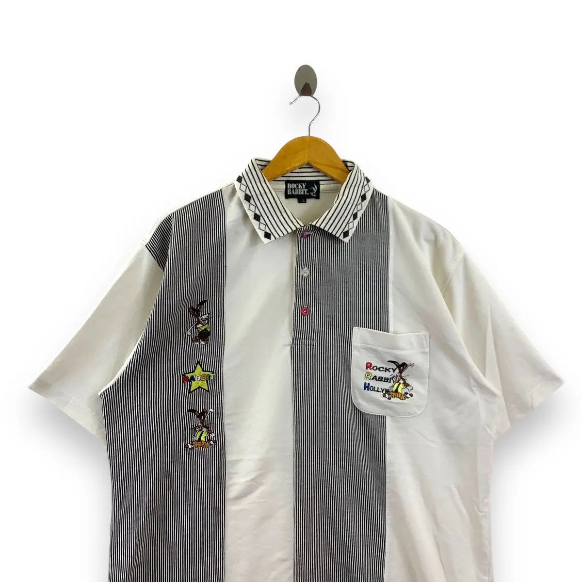 Vintage Vintage ROCKY RABBIT HOLLYWOOD Polo Tee Shirt Size US XL / EU 56 / 4 - 2 Thumbnail