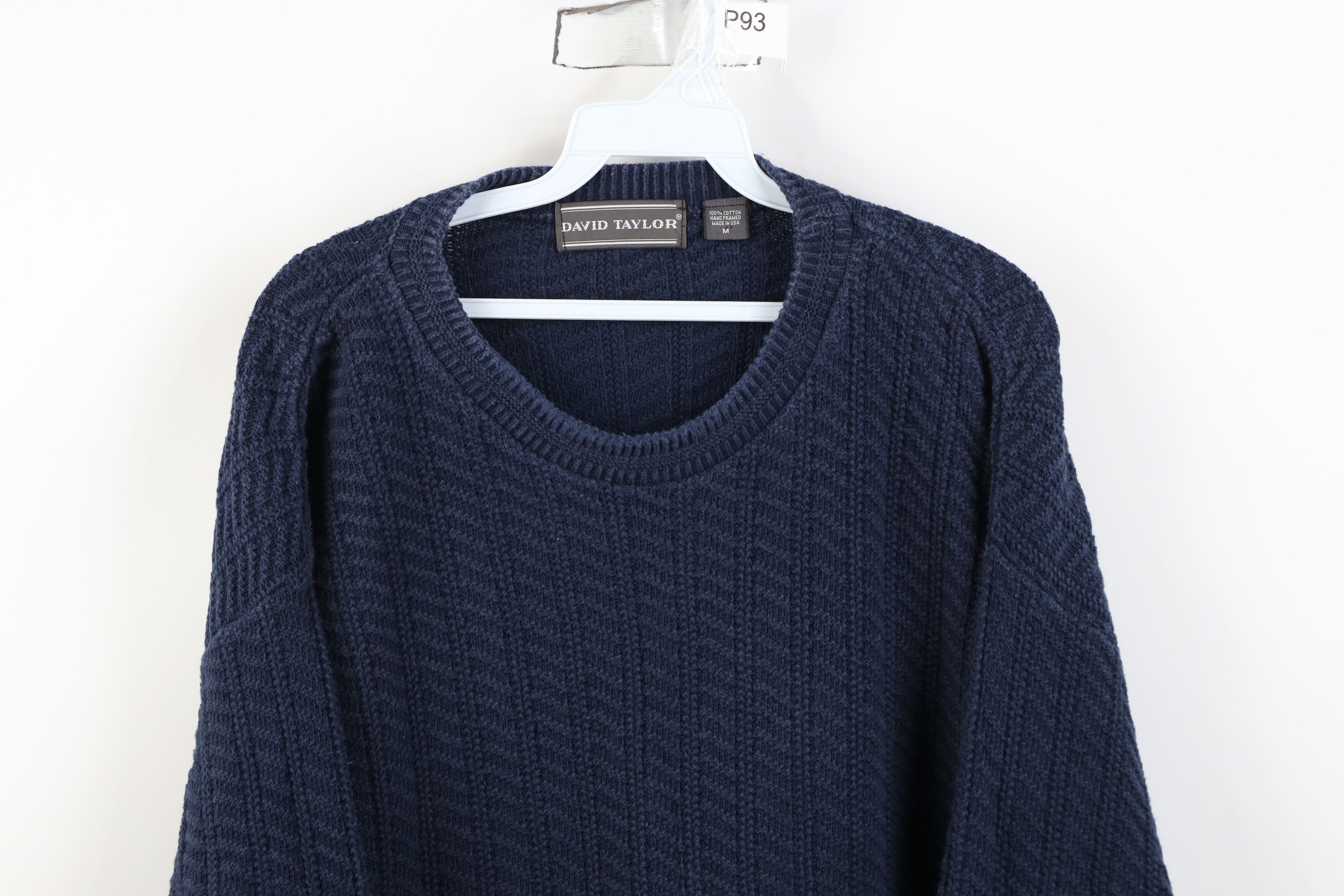 Vintage Vintage 90s Streetwear Framed Cotton Knit Sweater Blue USA Size US M / EU 48-50 / 2 - 2 Thumbnail