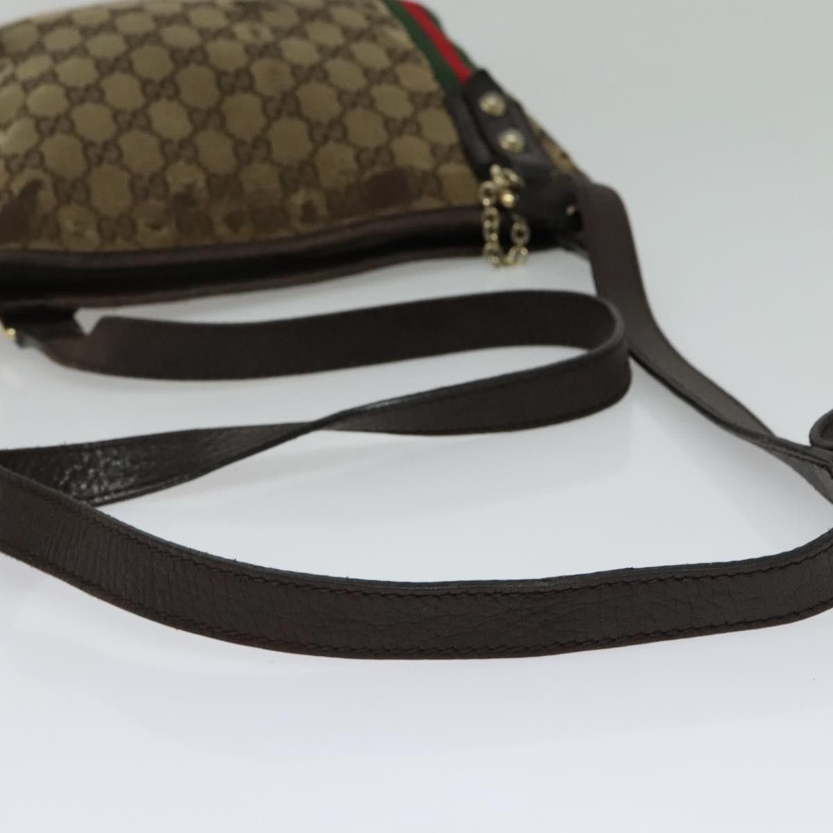 Gucci GUCCI GG Canvas Web Sherry Line Shoulder Bag Beige Gold Red Size ONE SIZE - 7 Thumbnail