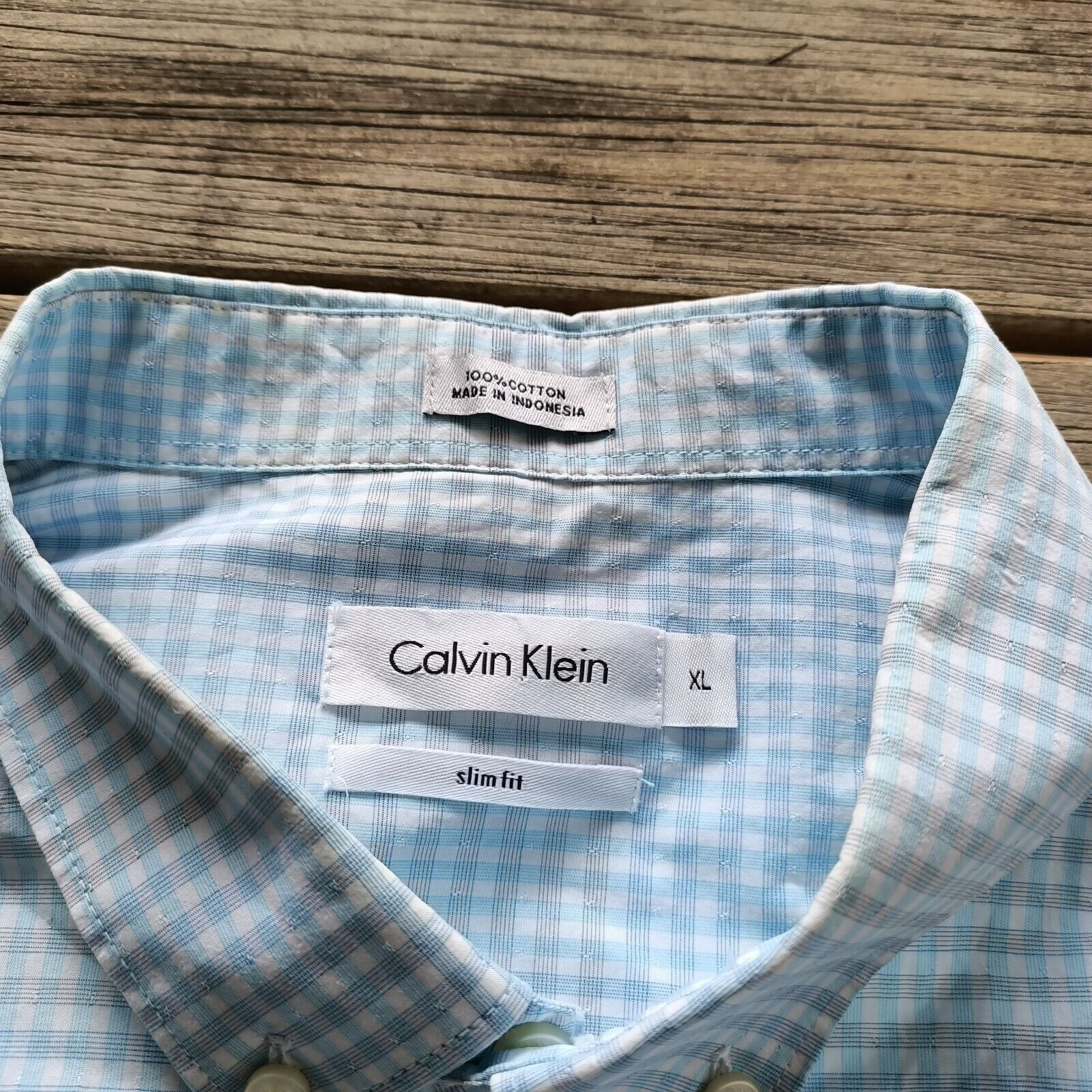 Calvin Klein Calvin Klein Shirt Size XL Mens Blue Check Button Up Size US XL / EU 56 / 4 - 7 Thumbnail