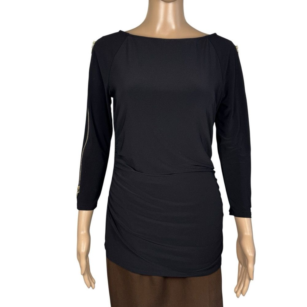 Joseph Ribkoff Joseph Ribkoff Black Zip Sleeve Top Size 8 Size M / US 6-8 / IT 42-44 - 1 Thumbnail