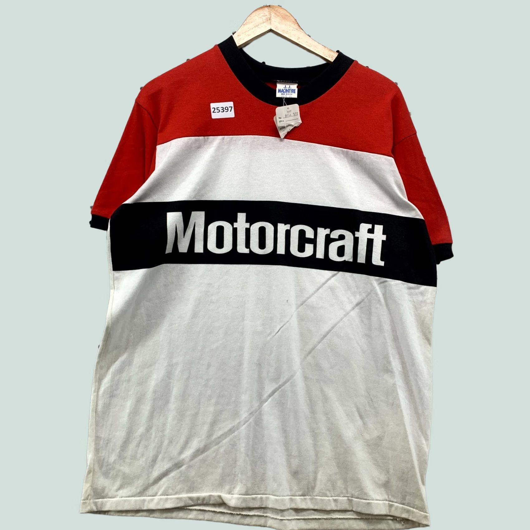 Vintage VINTAGE JJ Macintyre Shirt XL Red 80s Motocraft Single Stitch White Mens 22x29 Size US XL / EU 56 / 4 - 1 Thumbnail