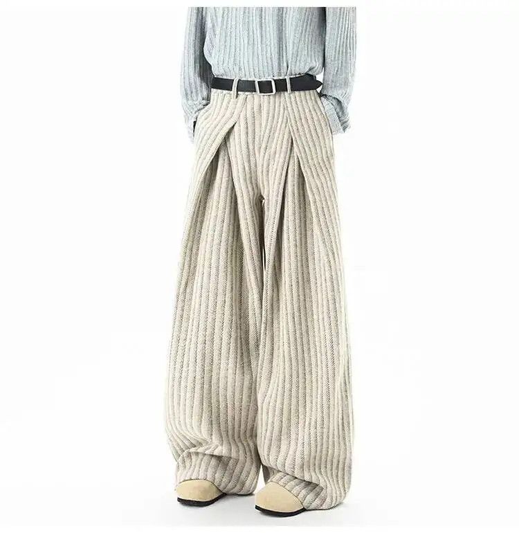 Japanese Brand Trousers Striped Woolen Pleated Wide Leg Pants Size US 32 / EU 48 - 1 Thumbnail