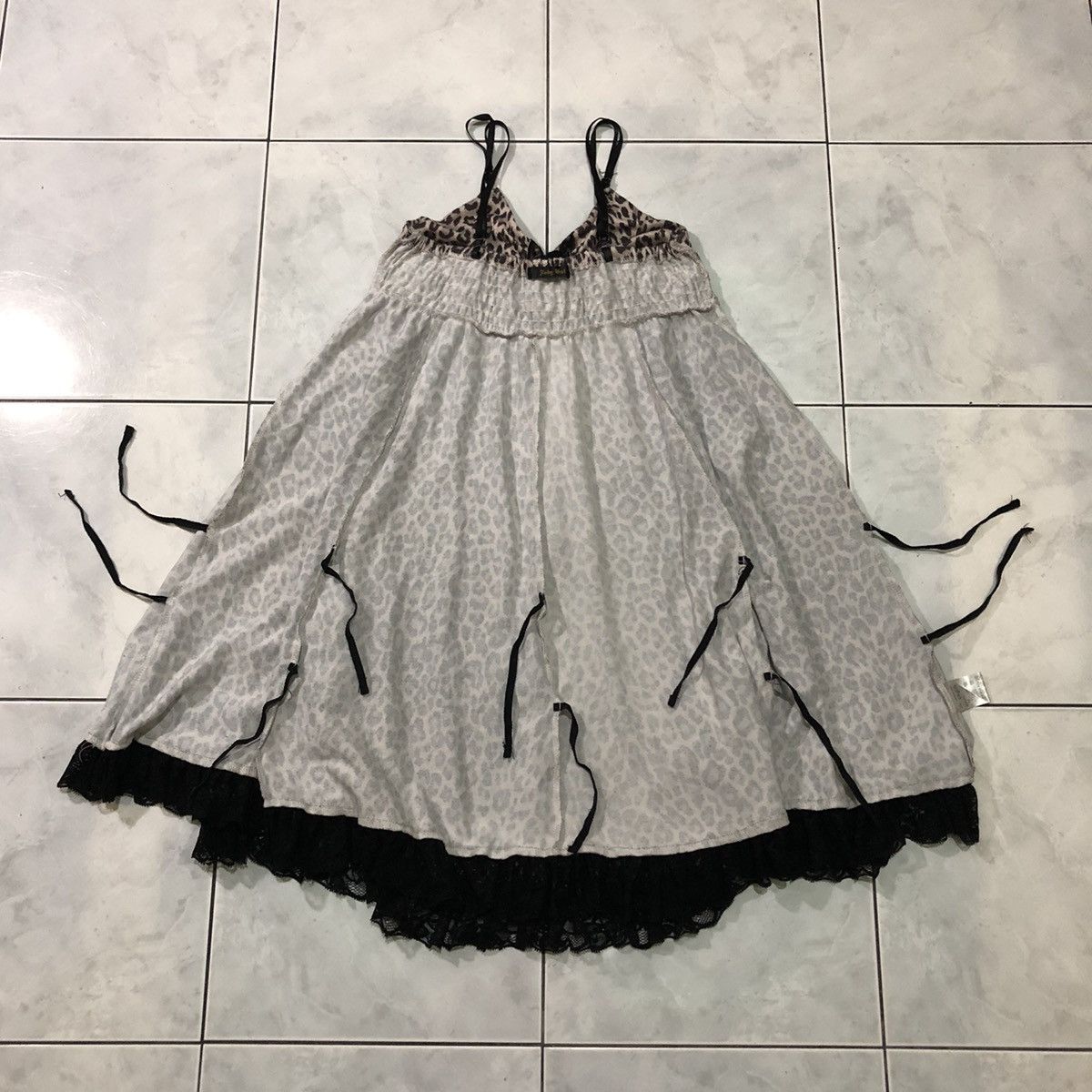 Vintage Avant Garde Dress Leopard Ruffle Adjustable Strap Style Size M / US 6-8 / IT 42-44 - 18 Thumbnail
