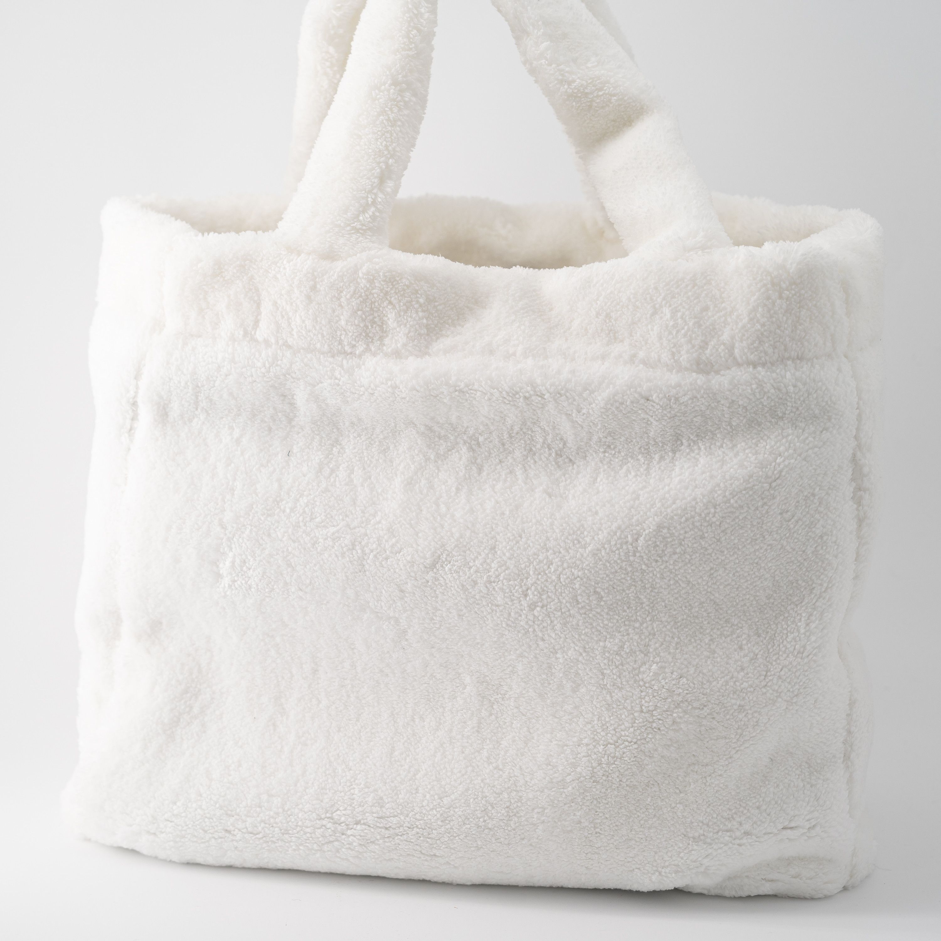 Prada Prada Logo Tote Terry Cloth Shopping Bag White Black spugna Size ONE SIZE - 3 Thumbnail