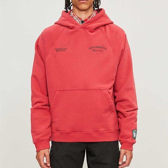 Reese Cooper NEW REESE COOPER HITCHHIKING RED GRAPHIC JERSEY HOODIE S Size US S / EU 44-46 / 1 - 1 Thumbnail