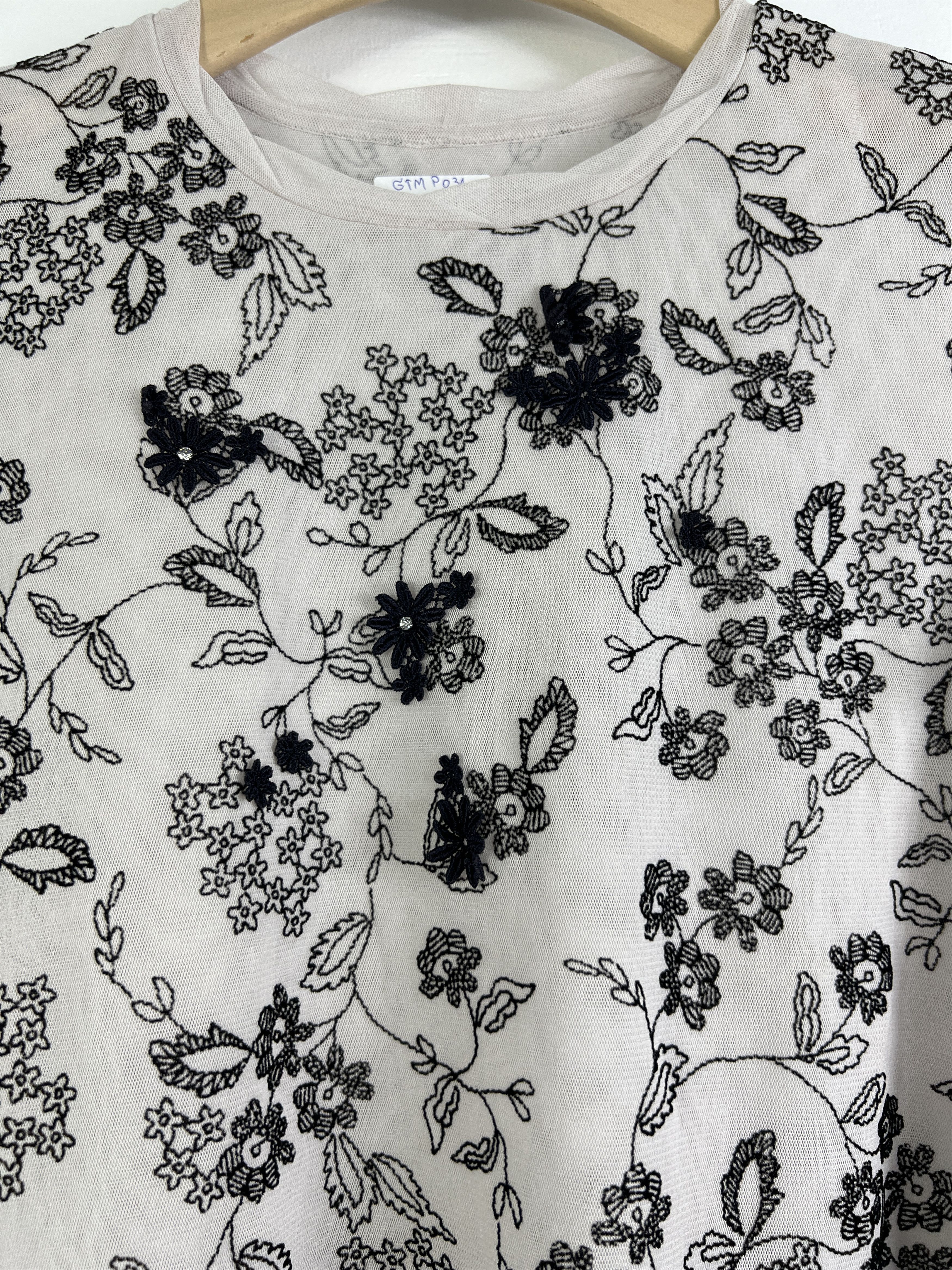 Japanese Brand Jane More Y2K Floral Embroidery See Through (M) GTMP034 Size M / US 6-8 / IT 42-44 - 2 Thumbnail