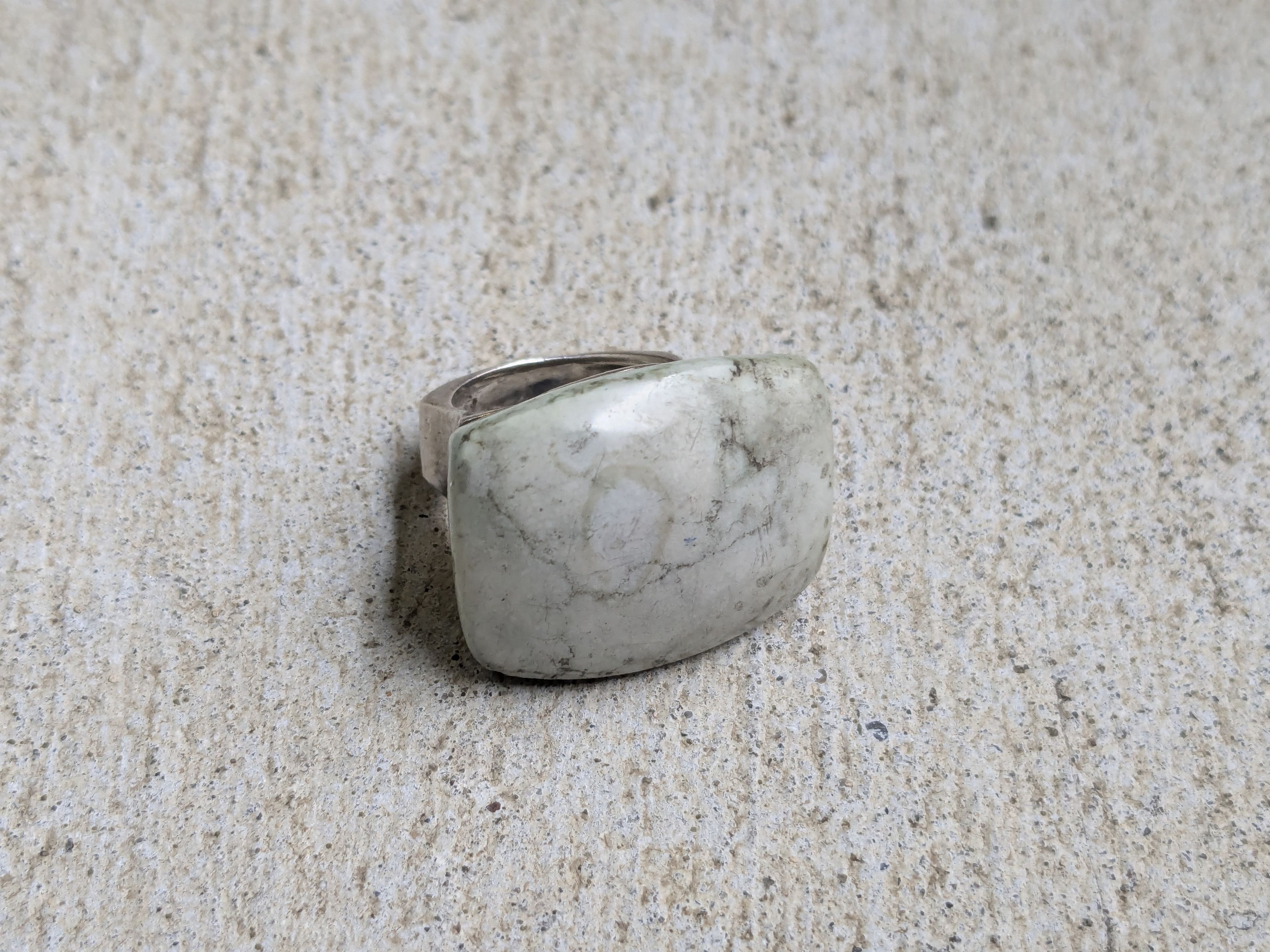 Jewelry Vintage Sterling Silver Ring Blue Howlite 7.75 Modern Size ONE SIZE - 2 Thumbnail
