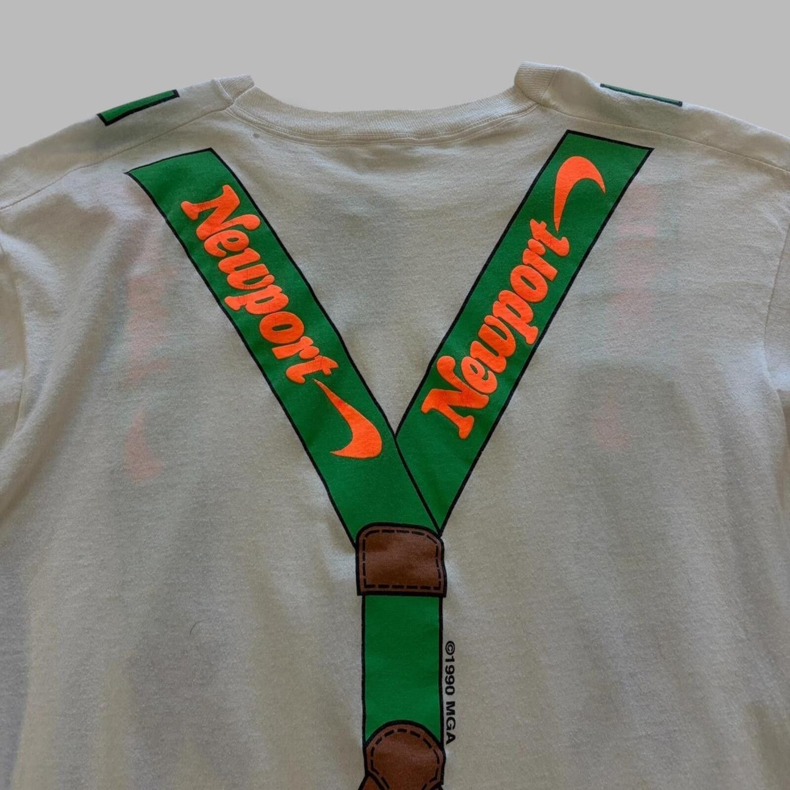 Vintage 80s Newport cigarets suspenders tee Size US XL / EU 56 / 4 - 4 Thumbnail