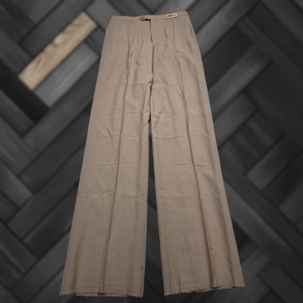 Vintage VINTAGE Sansabelt Dress Pants Mens 32x36 Beige Wool Pleated Unhemmed Pants Size US 32 / EU 48 - 1 Thumbnail