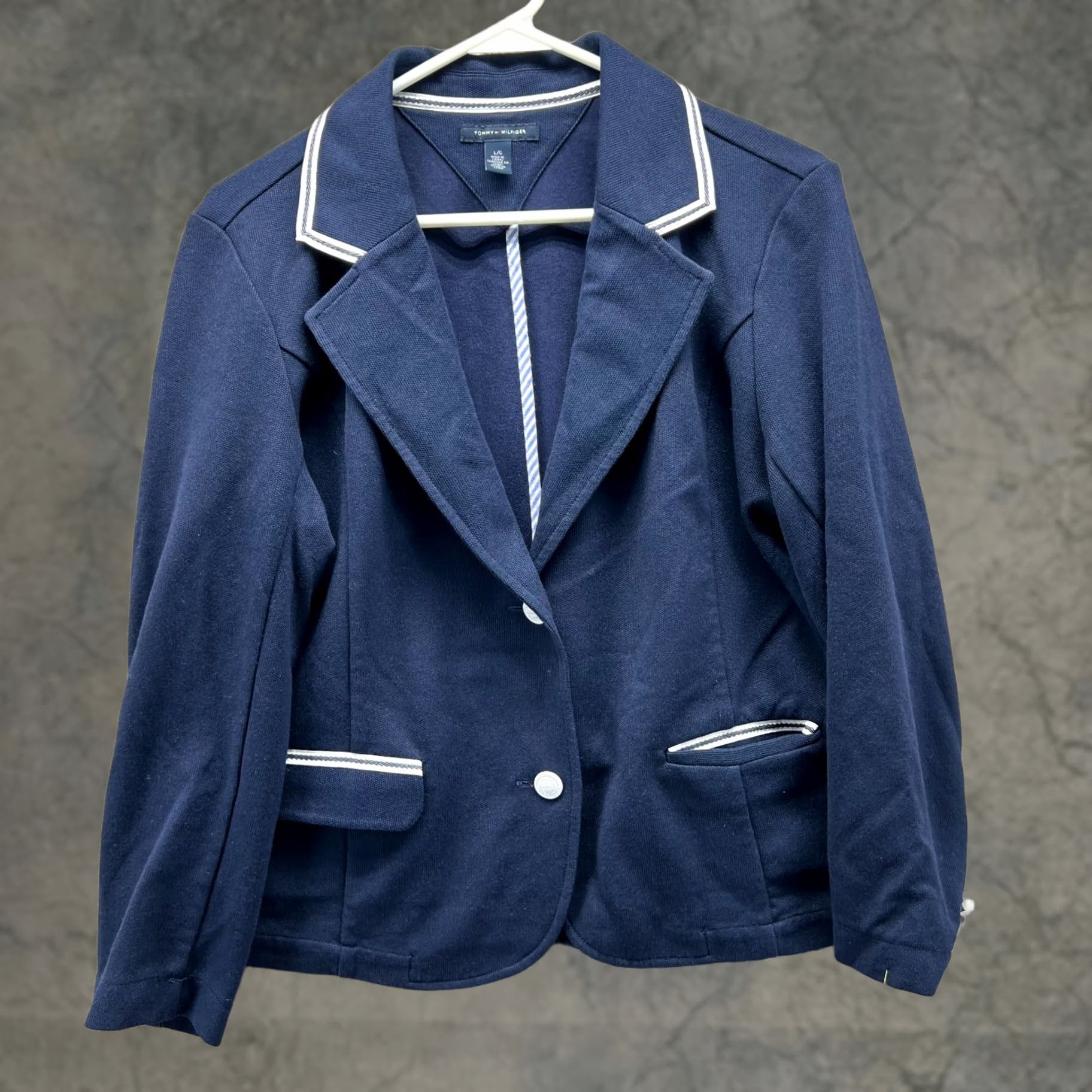 Tommy Hilfiger Tommy Hilfiger Blazer Women Large Sports Jacket Coat Blue Navy Polyester Casual Size L / US 10 / IT 46 - 1 Thumbnail