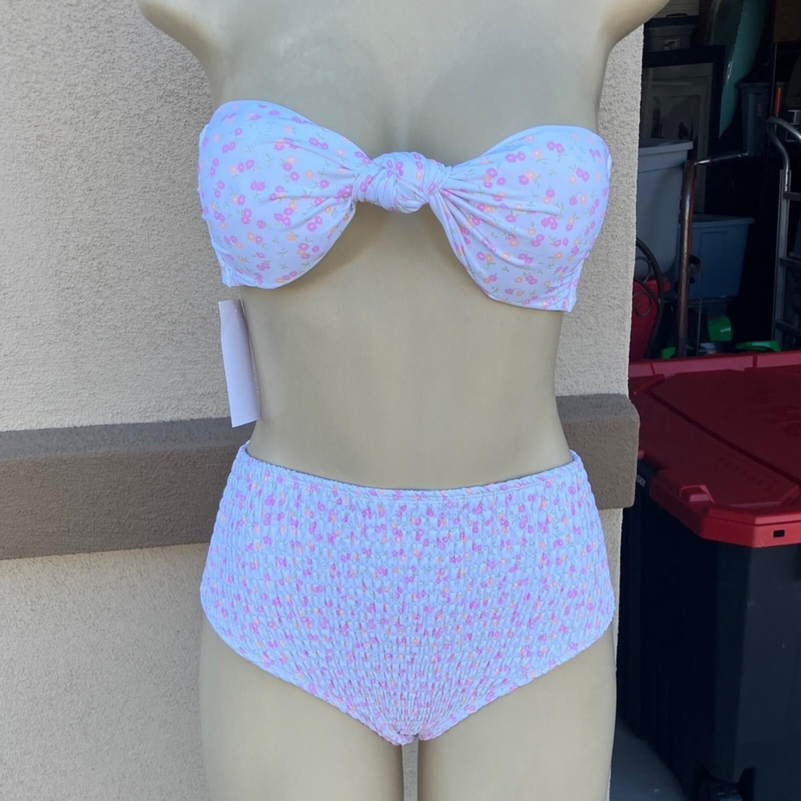 Other NWT Charlie Holiday Pink Floral Bandeau High-Waist Bikini Size ONE SIZE - 5 Thumbnail