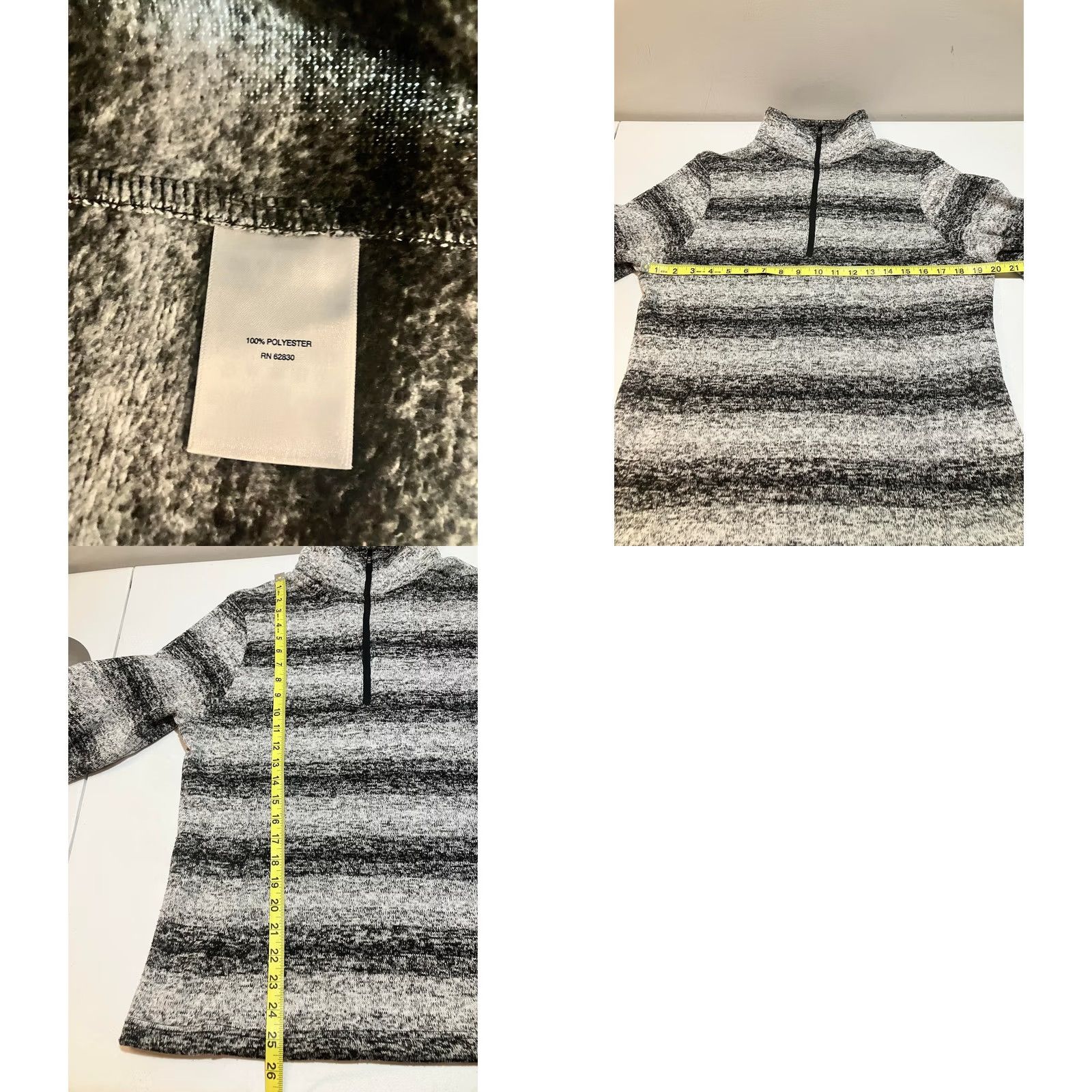 Lands' End Lands' End Quarter Zip Sherpa Black White Gray Ombre Stripe Pullover Sweater Size M Women Regular Sweatshirt Size M / US 6-8 / IT 42-44 - 8 Thumbnail