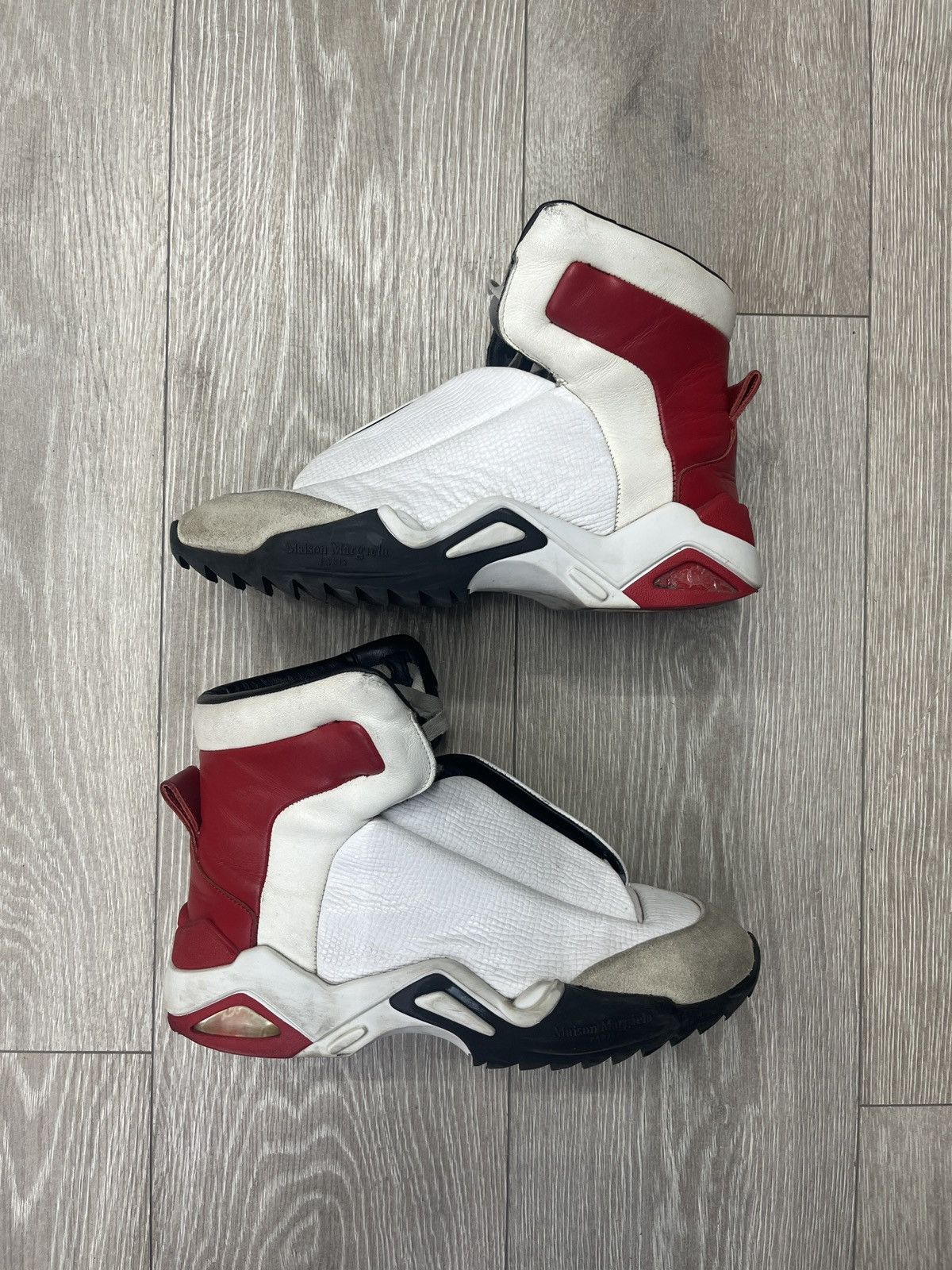 Maison Margiela Maison Margiela Red & White New Evolution High Top Sneakers Size US 8 / EU 41 - 8 Thumbnail