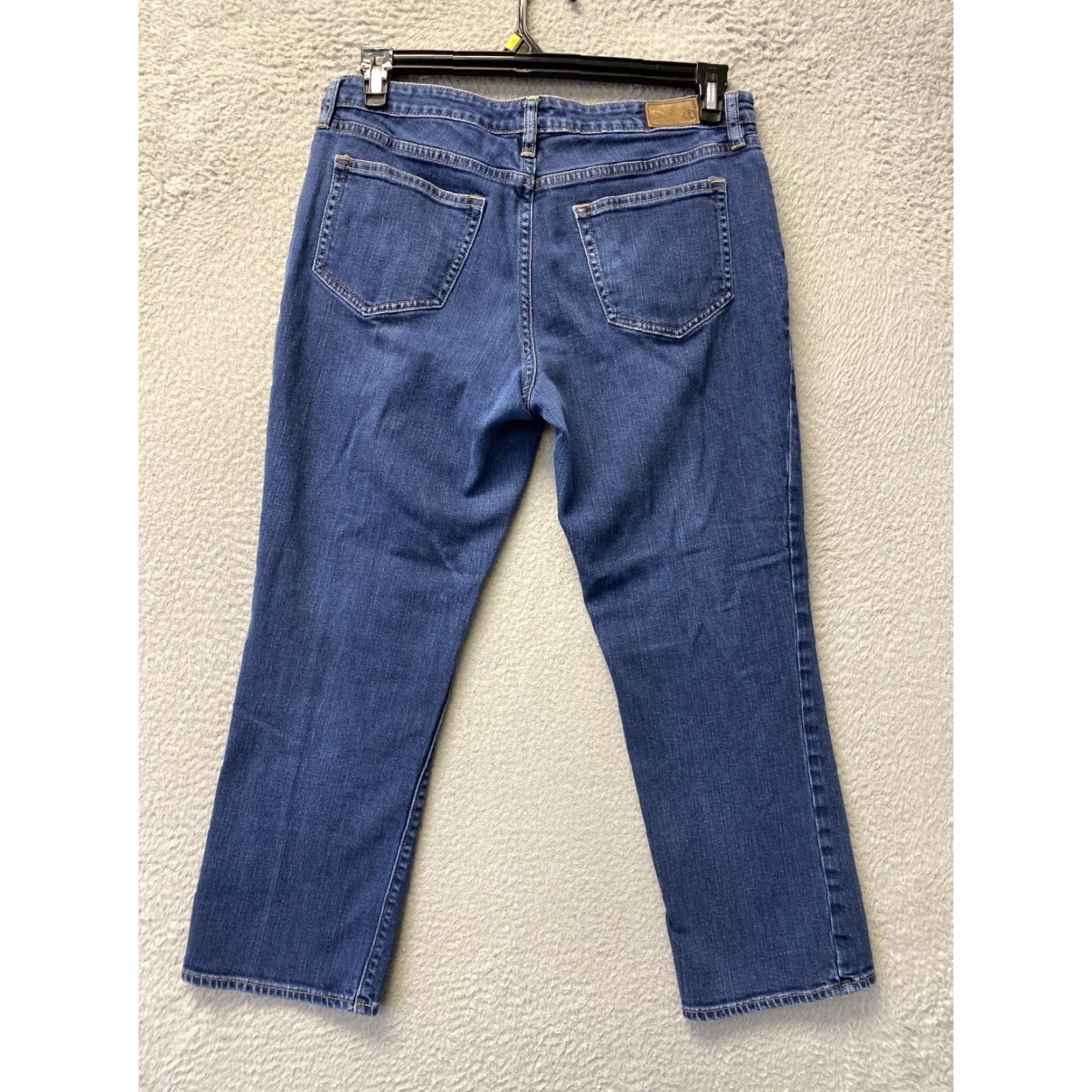 Lands' End Lands' End Jeans Women 12 Blue Dark Wash Straight Leg Zip Mid Rise Regular Inseam 25" Denim Cotton Logo Vintage No Size 34" / US 12 / IT 48 - 7 Thumbnail