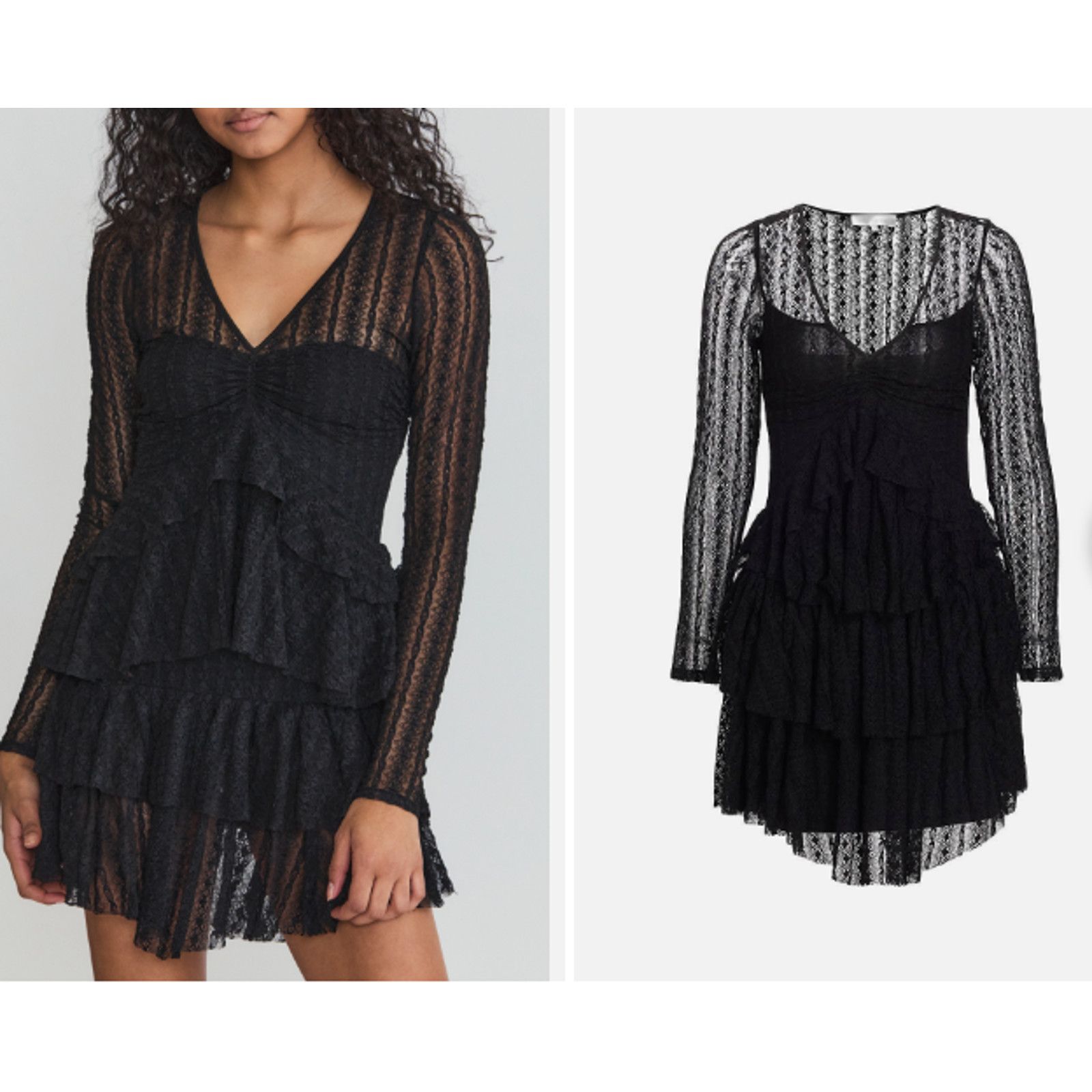 image of Loveshackfancy Black Lace Y2K Retro Minidress Size Med, Women's