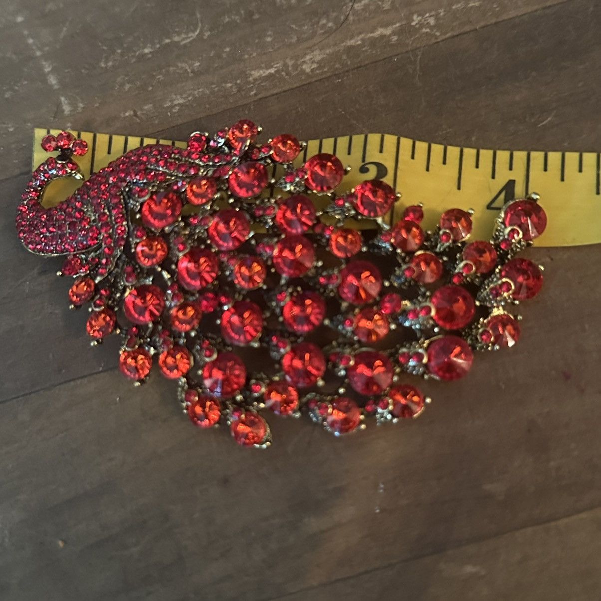 Other Large gold tone red rhinestone peacock brooch Size ONE SIZE - 2 Thumbnail
