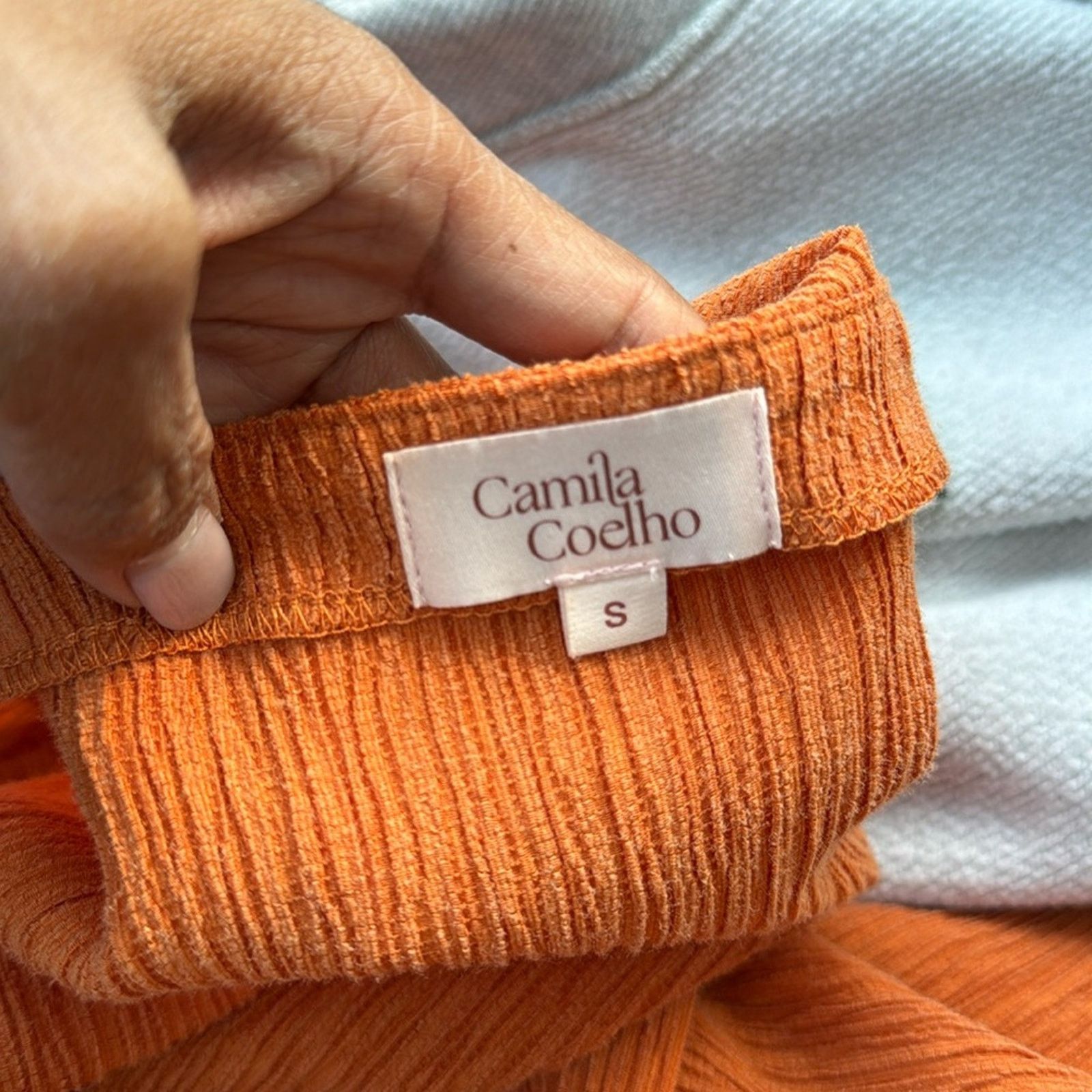 Camila Coelho Camila Coelho Tais Long Sleeve Crinkle Top Orange Small Size S / US 4 / IT 40 - 2 Thumbnail