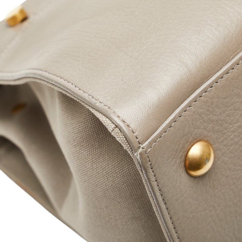 Saint Laurent Paris Saint Laurent Leather Canvas Muse Two Shoulder Bag Gray Size ONE SIZE - 12 Thumbnail