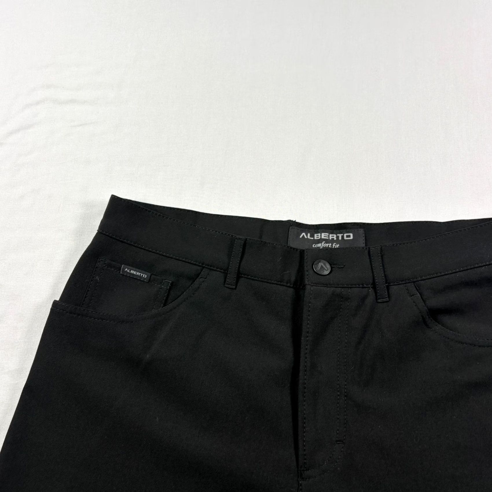 Vintage ALBERTO Pants Mens Size 34 Chino Stretch Black Flat Front 32in Inseam Casual Regular Wool? Polyester Blend, Viscose Size US 34 / EU 50 - 2 Thumbnail