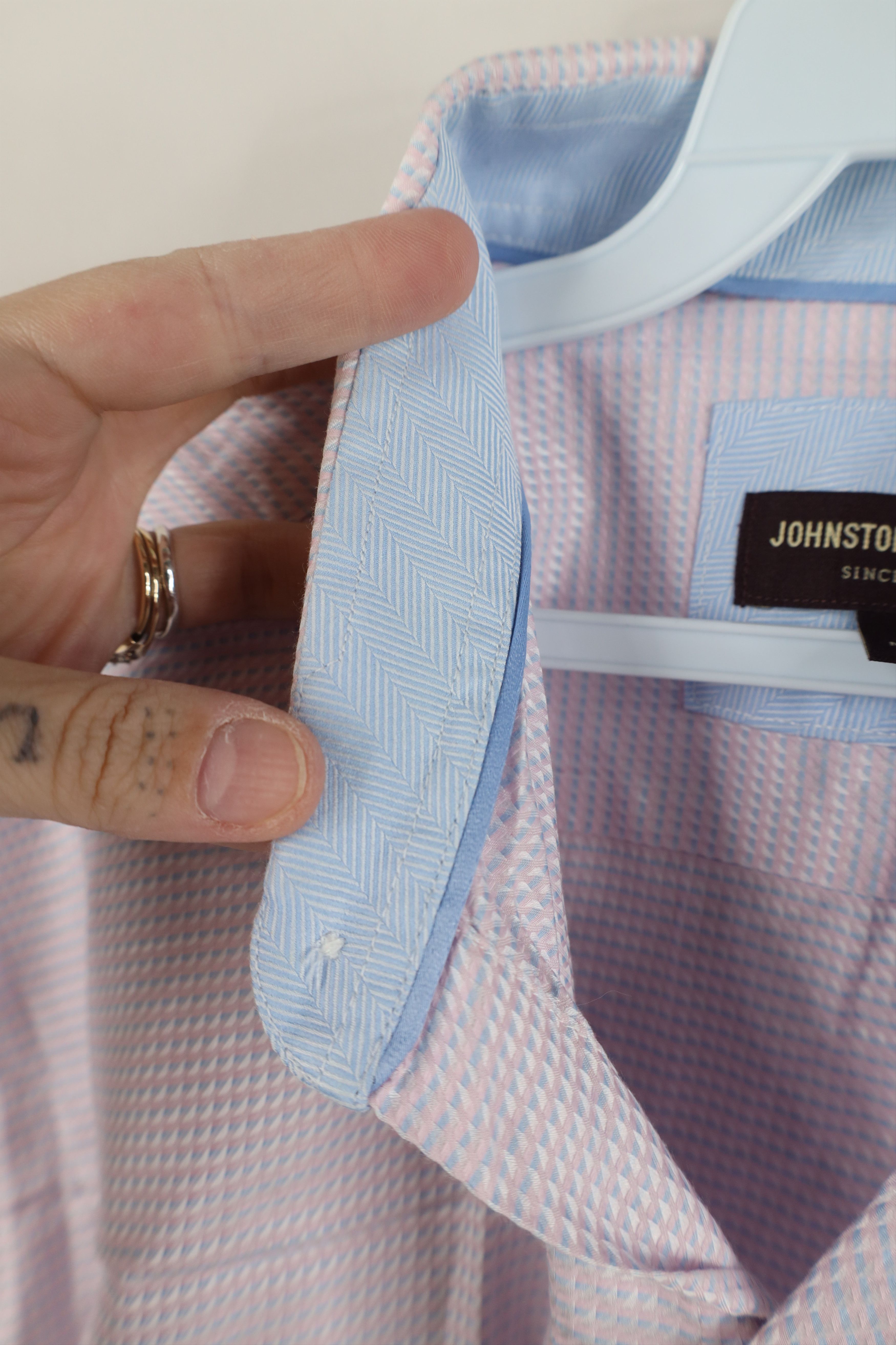 Johnston & Murphy Johnston & Murphy Collared Button Shirt Cotton Pink Size US XL / EU 56 / 4 - 10 Thumbnail