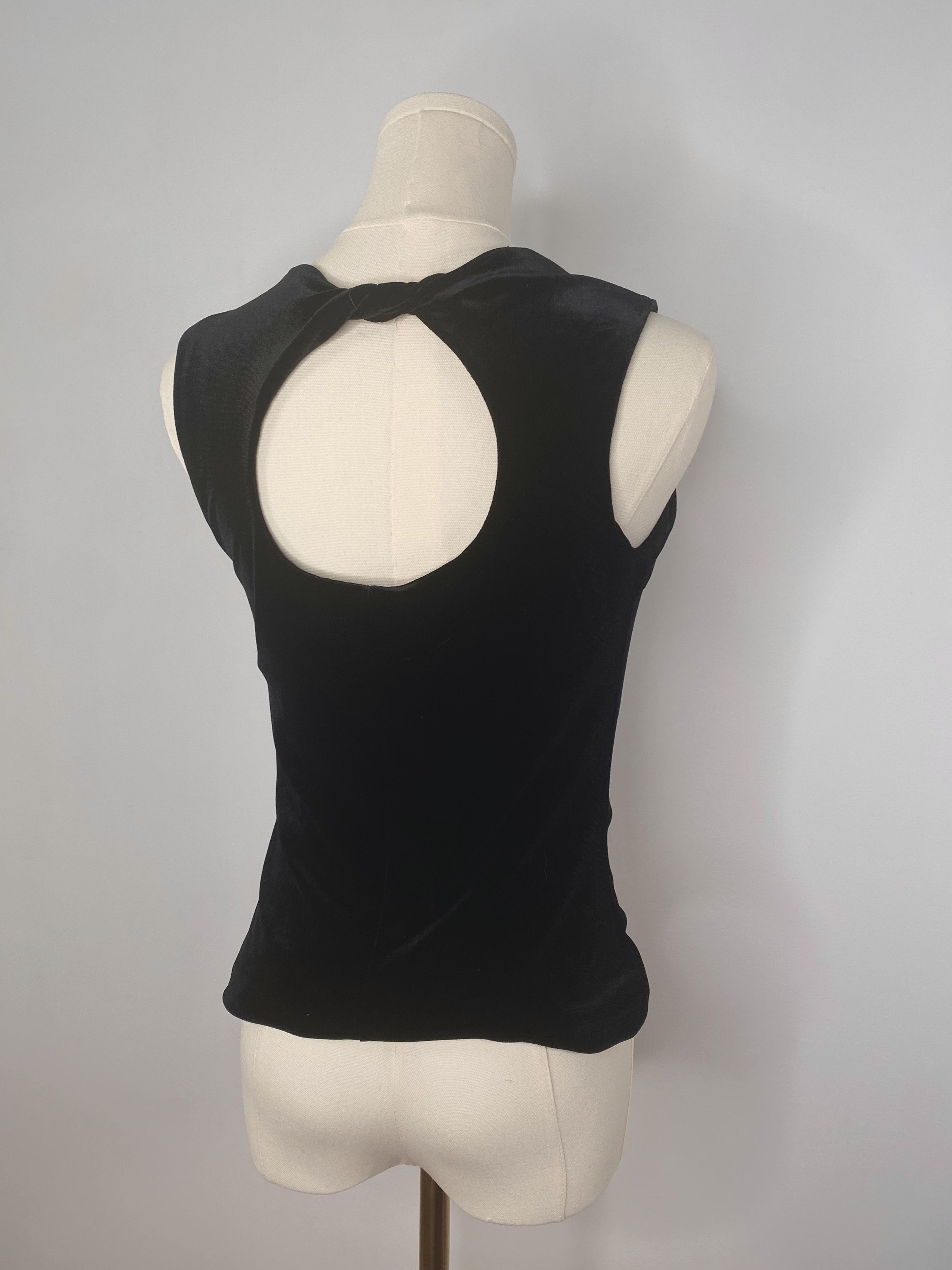 Vintage Black Velvet Sleeveless Camisole Shirt - Laura Size S / US 4 / IT 40 - 6 Thumbnail