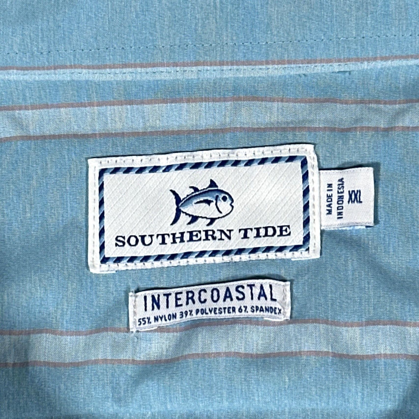 Southern Tide Southern Tide Shirt 2XL Blue Intercoastal Short Sleeve Button Down Striped Mens Size US XXL / EU 58 / 5 - 3 Thumbnail