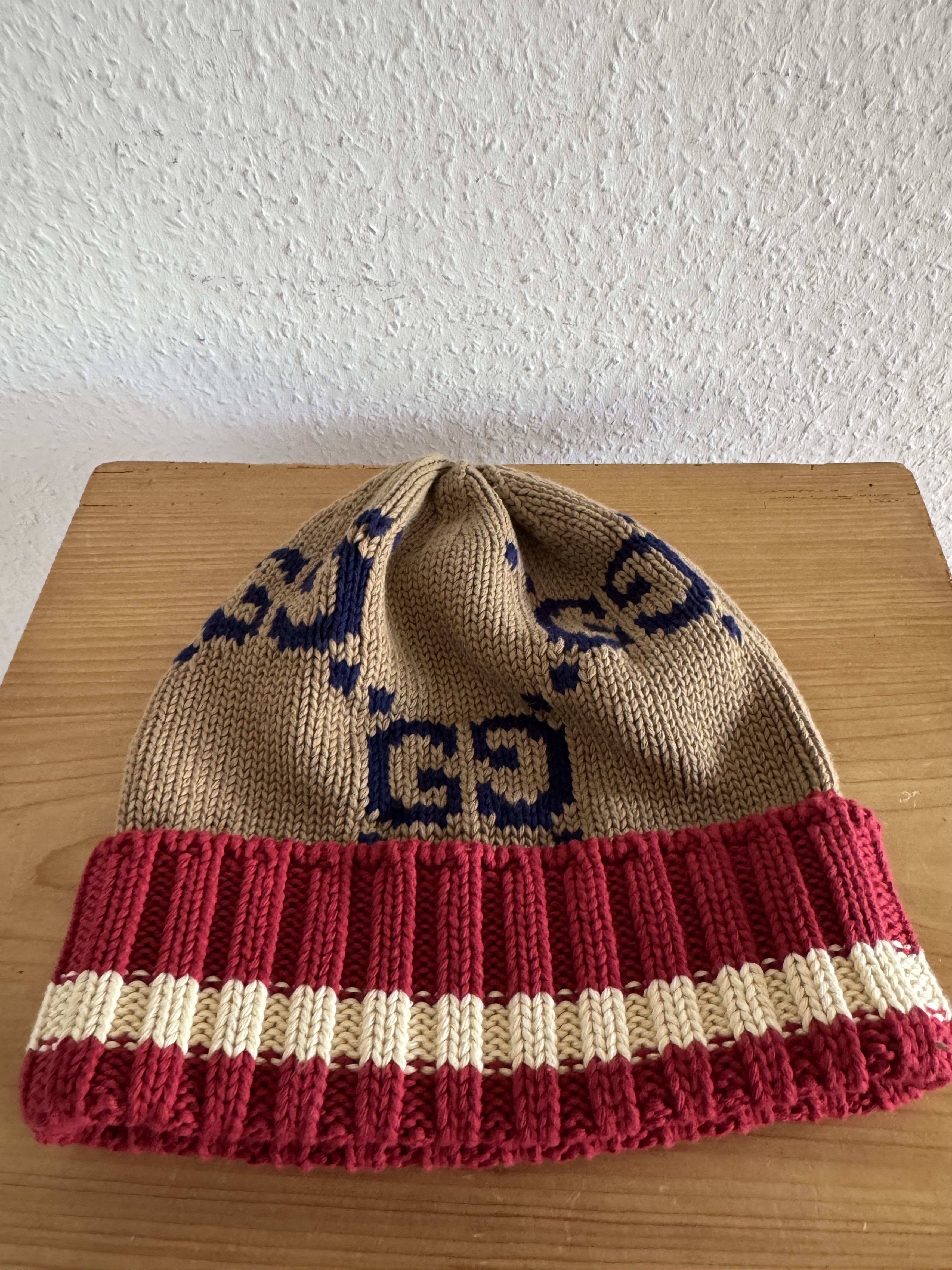Gucci Beige/Red GG Beanie Size ONE SIZE - 3 Thumbnail