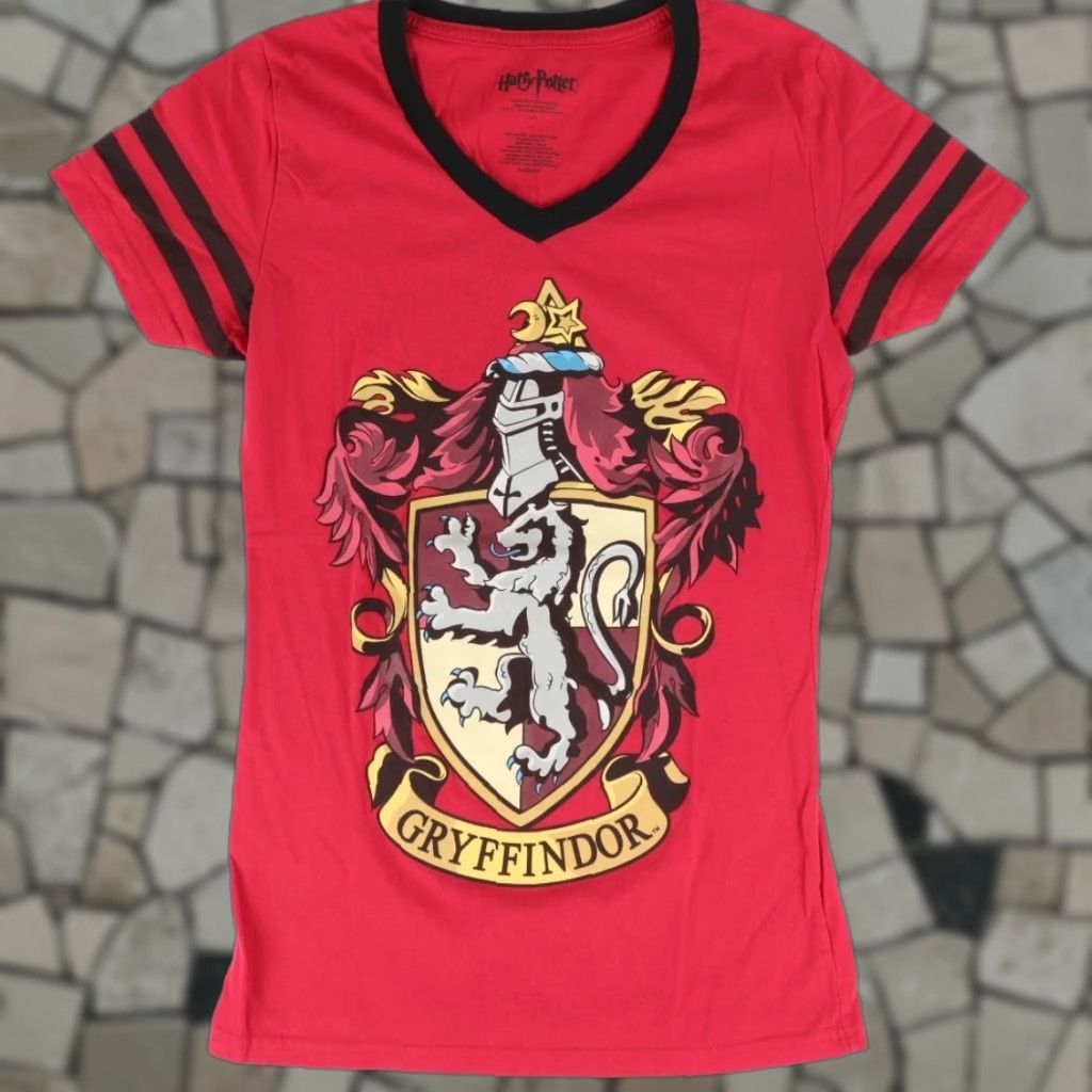Vintage Harry Potter Gryffindor Solid V-Neck Basic Red Women's L Shirt Size L / US 10 / IT 46 - 1 Thumbnail