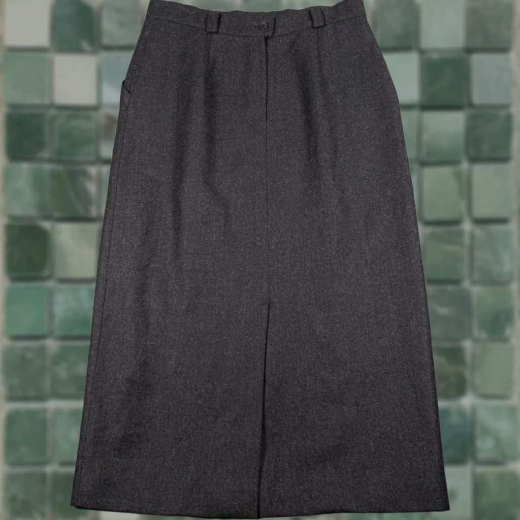 Vintage Alfred Sung Sport Pure Virgin Wool Pencil Skirt 14 Long Midi Slit Career Office - Blend Size 36" / US 14 / IT 50 - 1 Thumbnail