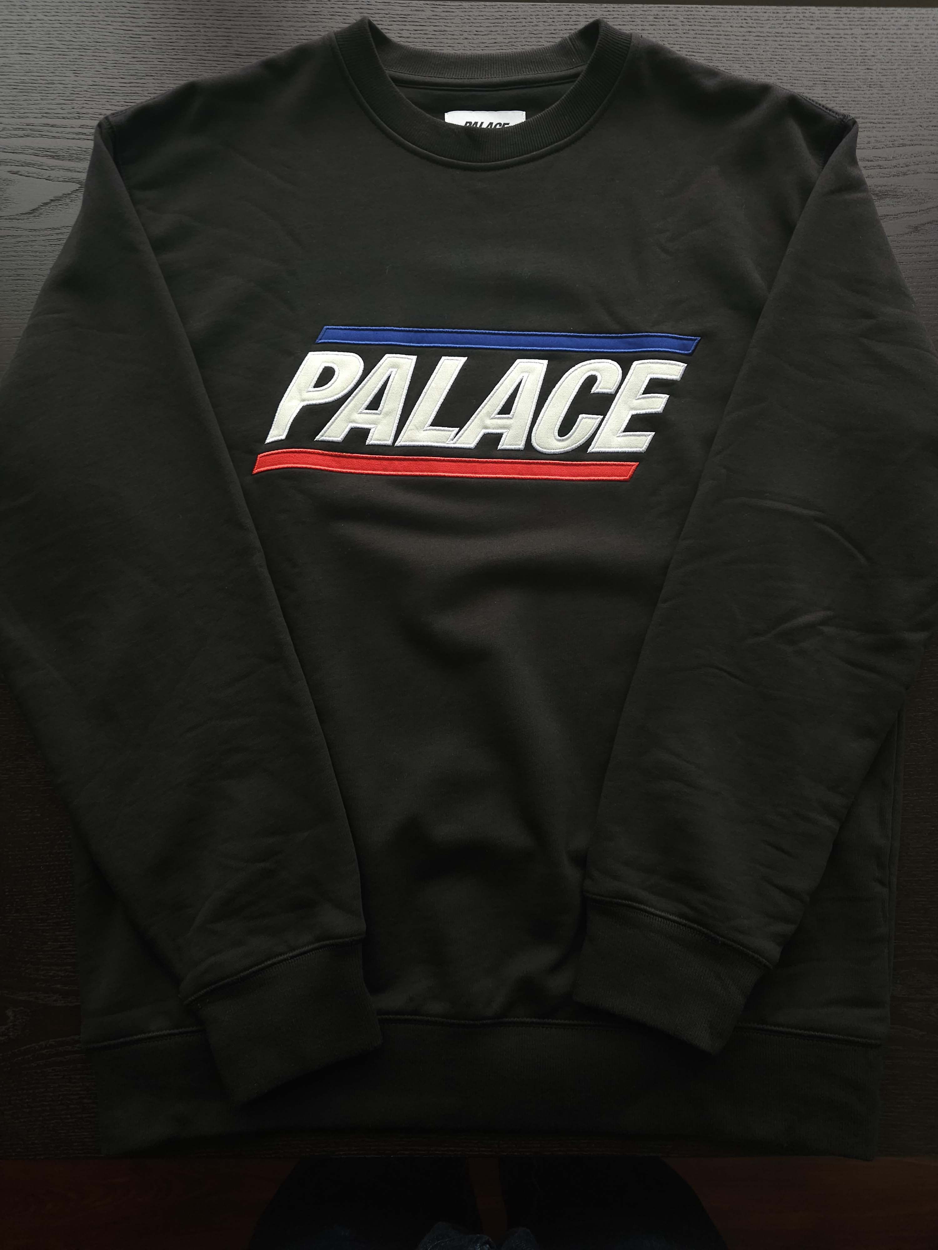 image of Palace "basically A Crew" Crewneck Sweater in Black, Men's (Size Large)