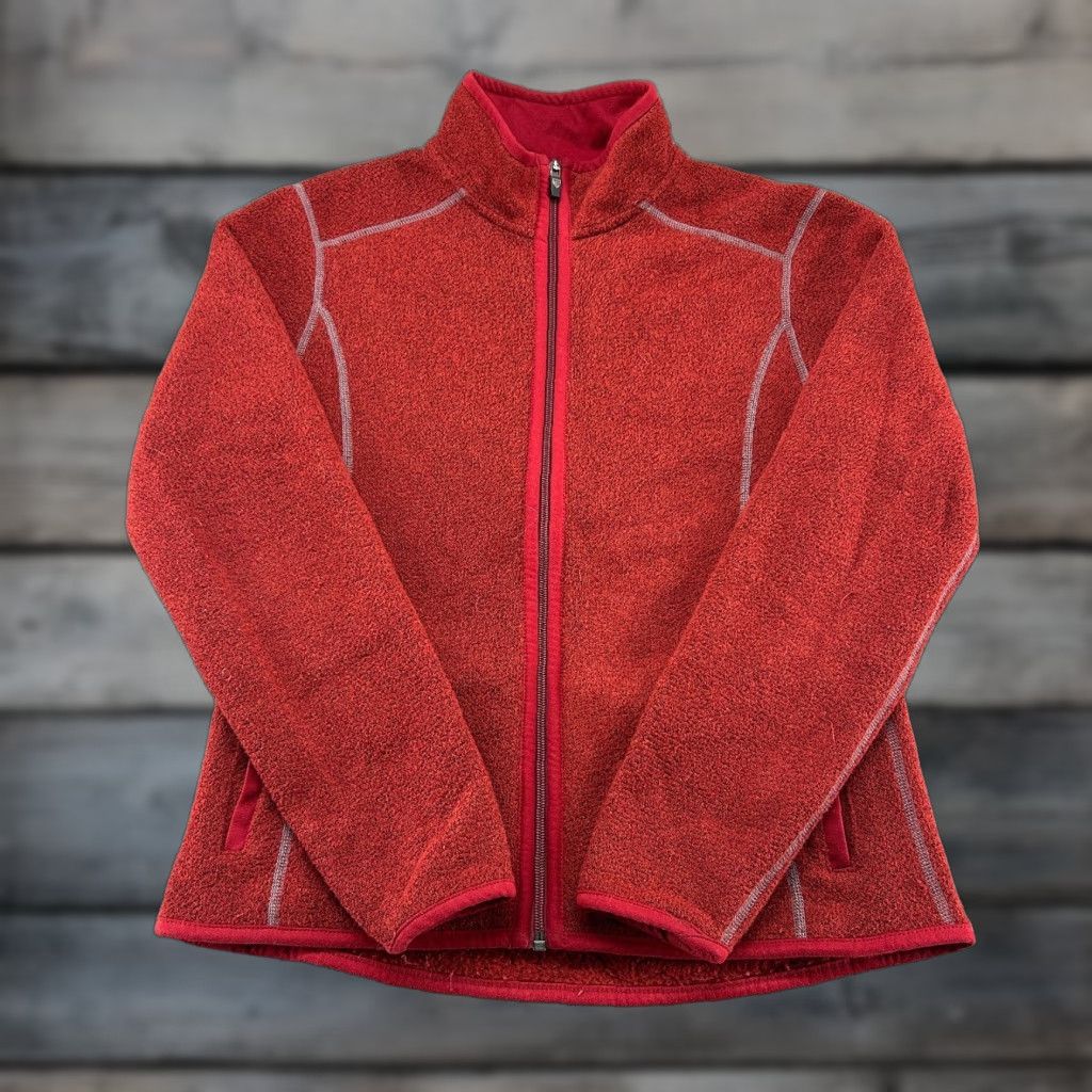 Vintage Kuhl Jacket Womens M Red Full Zip Fleece Solid Outdoor Casual Spring Winter Jacket Size M / US 6-8 / IT 42-44 - 1 Thumbnail