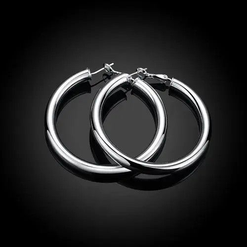 Japanese Brand × Vintage Vintage terling Silver Smooth Big Circle Hoop Earrings Size ONE SIZE - 2 Thumbnail