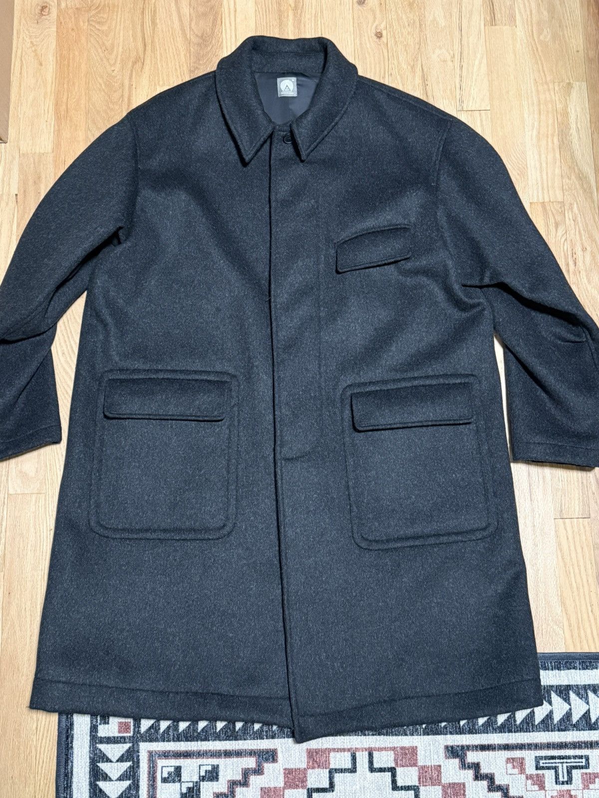 18 East 18 East Lamar Half Raglan Topcoat - Black Melange Wool Size US M / EU 48-50 / 2 - 1 Thumbnail