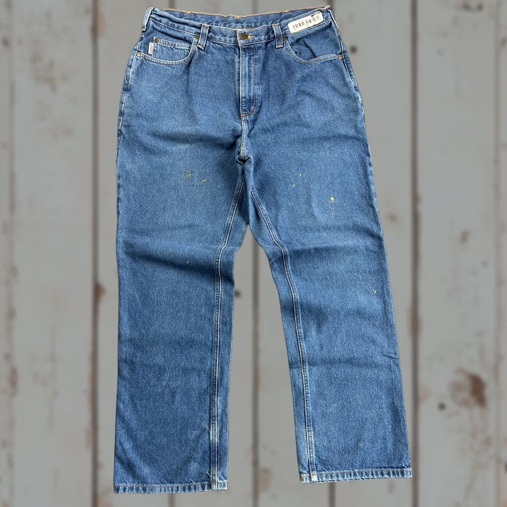 Carhartt VINTAGE Carhartt Jeans Relaxed Fit 36 x 32 Distressed 90s Grunge Logo Blue Mens Jeans Size US 36 / EU 52 - 1 Thumbnail