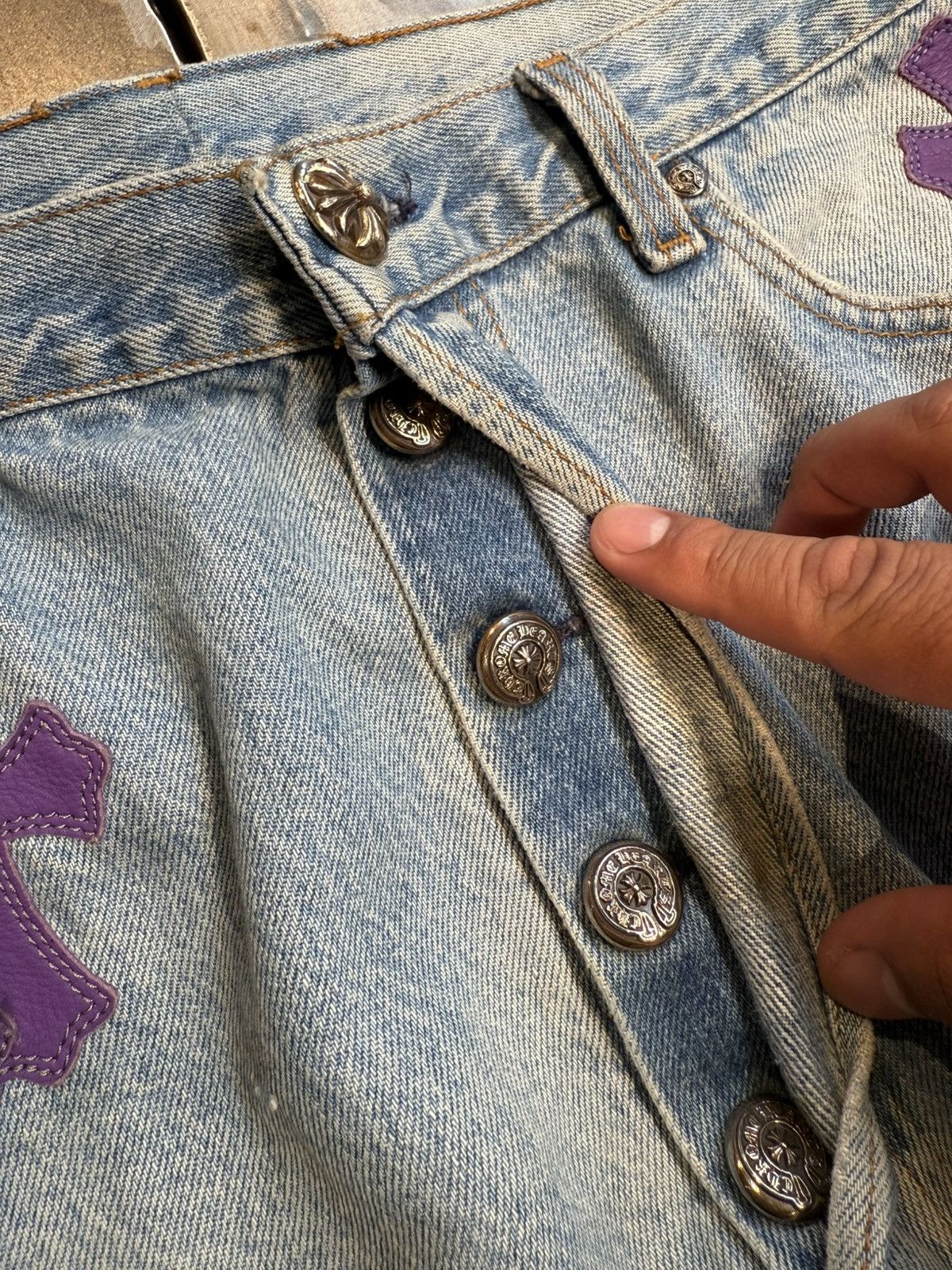 Chrome Hearts Chrome Hearts Purple Cross Patch Blue Jeans Levi’s Denim Size US 34 / EU 50 - 6 Thumbnail