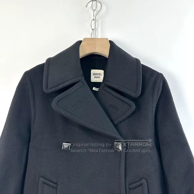 Hermes Hermes Black Double-breasted Short Nappa Cashmere Coat Size XS / US 0-2 / IT 36-38 - 3 Thumbnail