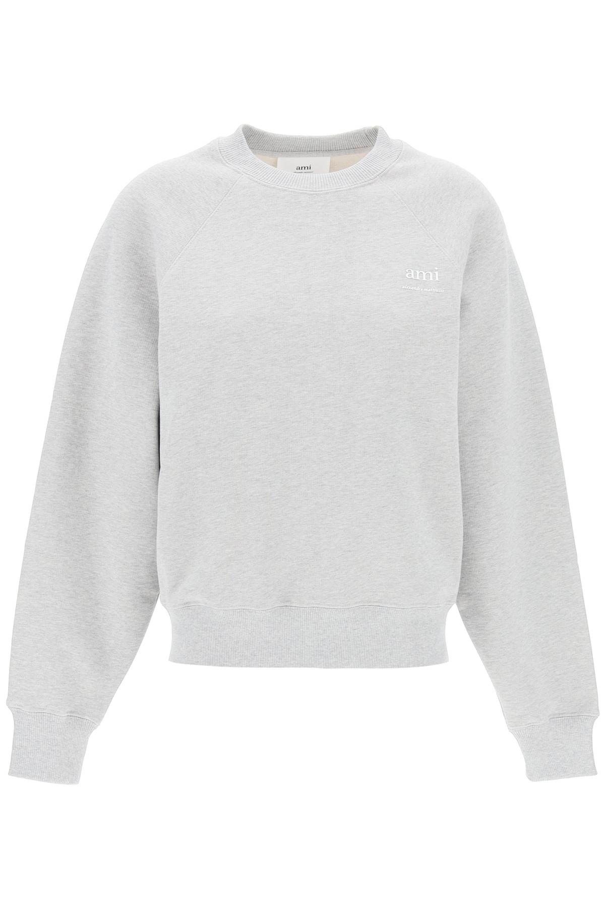 image of Ami Alexandre Matiussi Organic Cotton Crewneck Sweatshirt in Gris Cendre Chine, Women's (Size Mediu