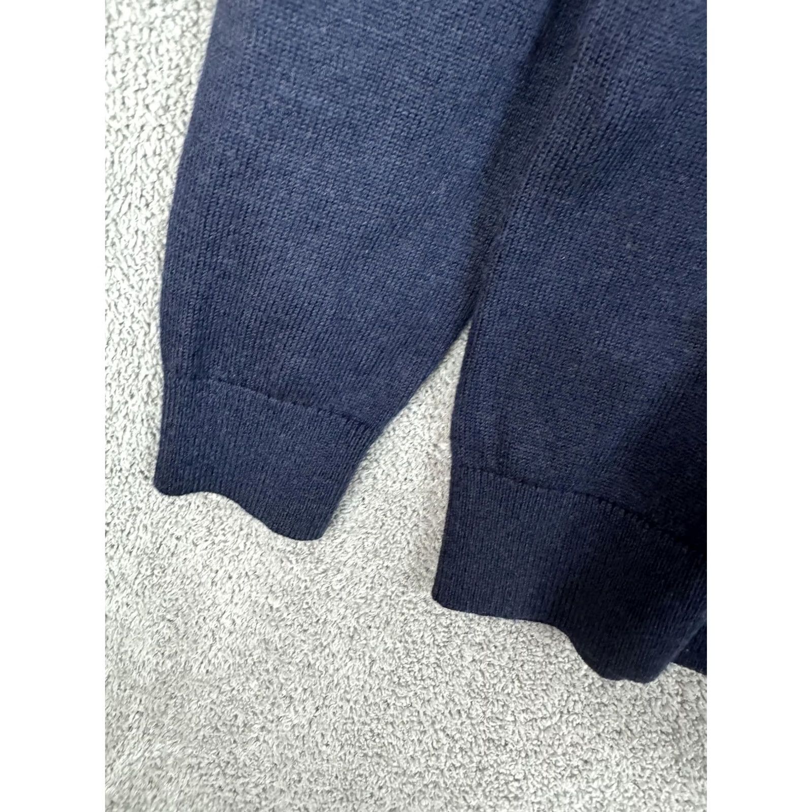 Vintage LL Bean Sweater Mens Medium Navy Merino Wool Quarter Zip Mock Neck Pullover Size US M / EU 48-50 / 2 - 3 Thumbnail