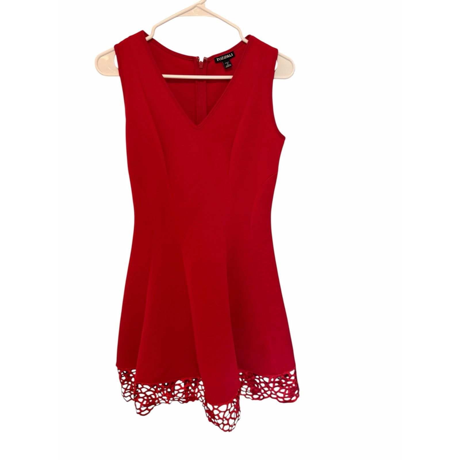 Other Roz & Ali Red Embroidered Hem Sleeveless V-Neck Mini Dress Size S / US 4 / IT 40 - 4 Thumbnail