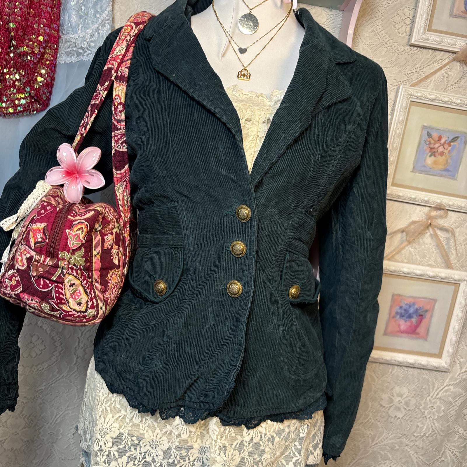 Other vintage green lace corduroy jacket Size S / US 4 / IT 40 - 2 Thumbnail