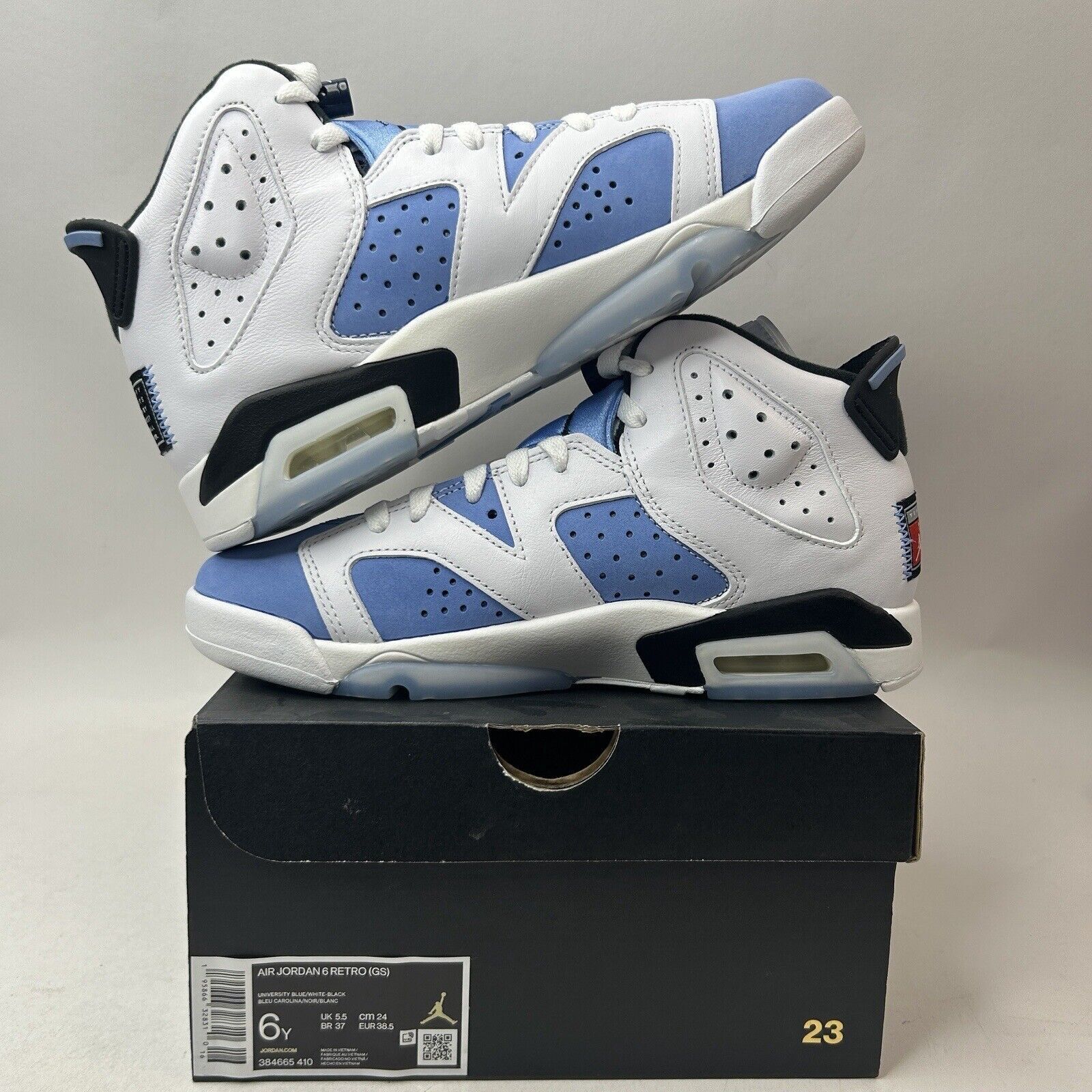 Nike Nike Air Jordan 6 Retro GS “UNC/White University Blue” 2023 Size US 7.5 / IT 37.5 - 3 Thumbnail